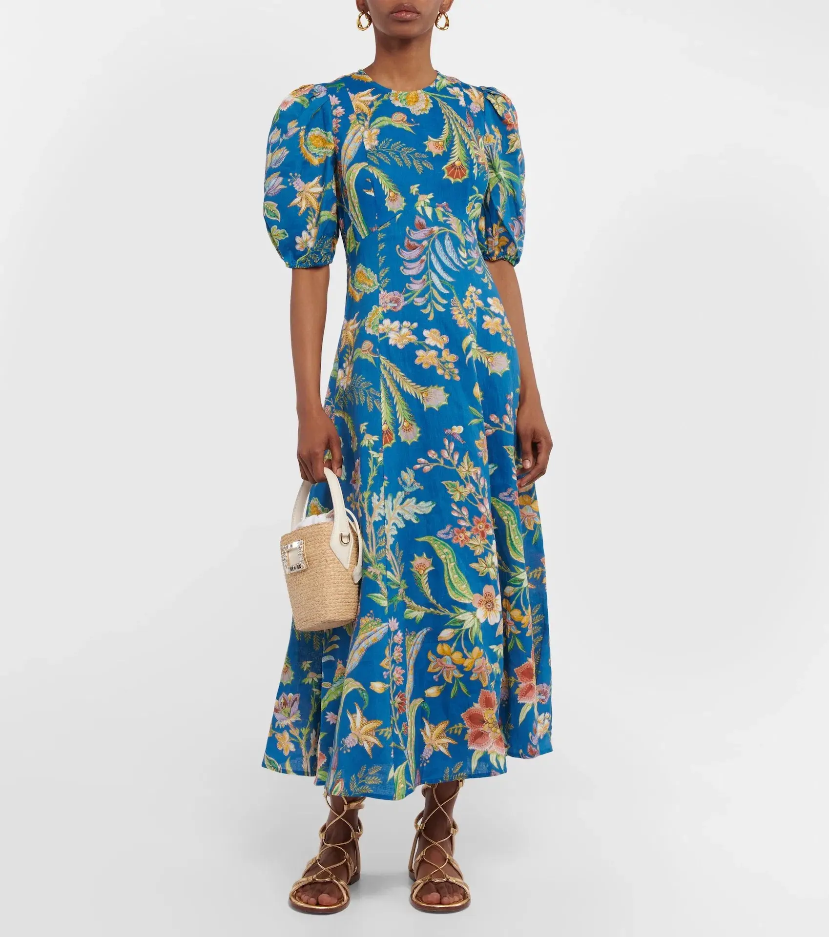 Alemais June Midi Dress Blue Floral Size 16 - Image 1