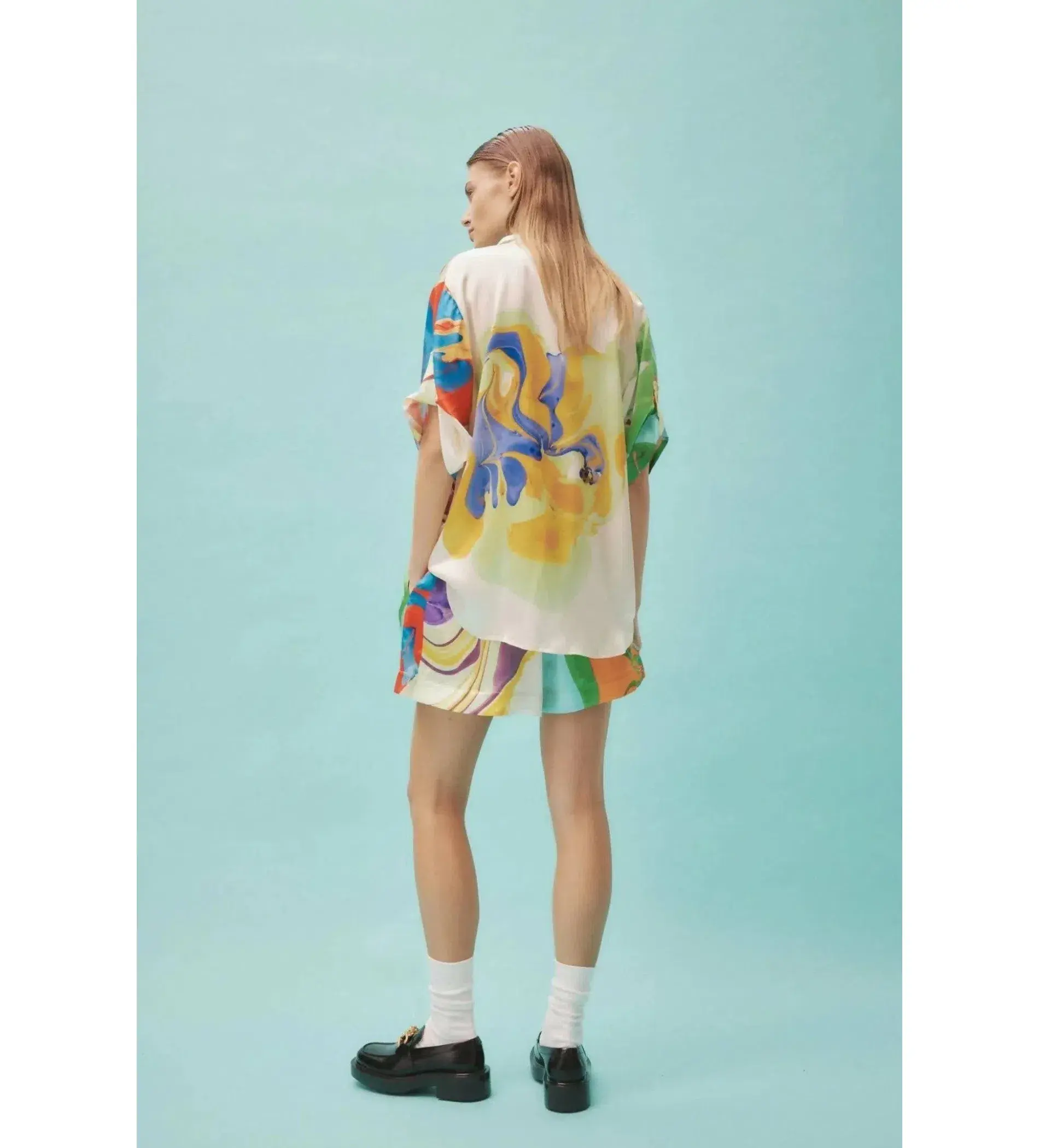 Alemais Luca Silk Shirt and Short Set Multi Size 16 - Image 4