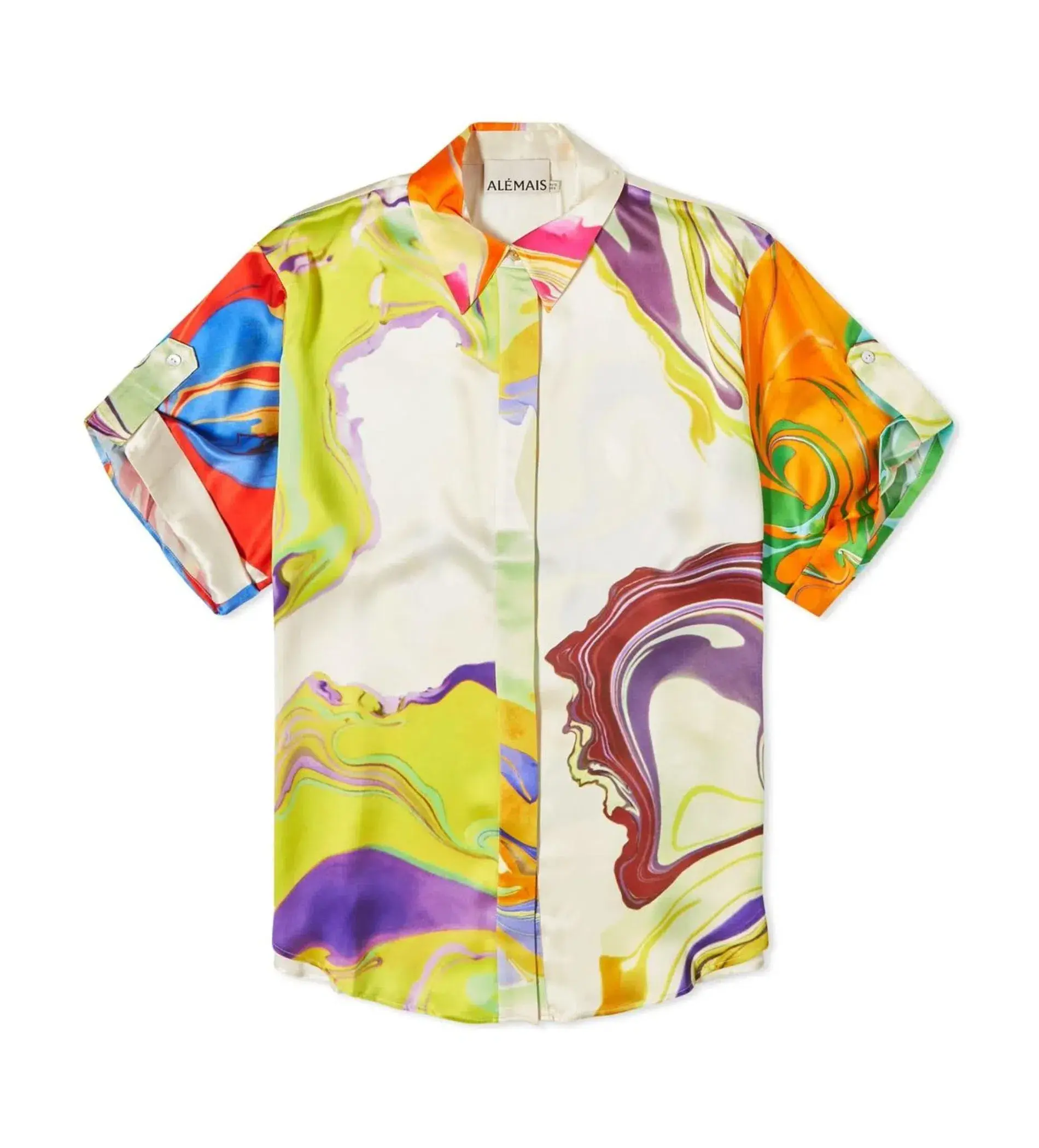 Alemais Luca Silk Shirt and Short Set Multi Size 16 - Image 6