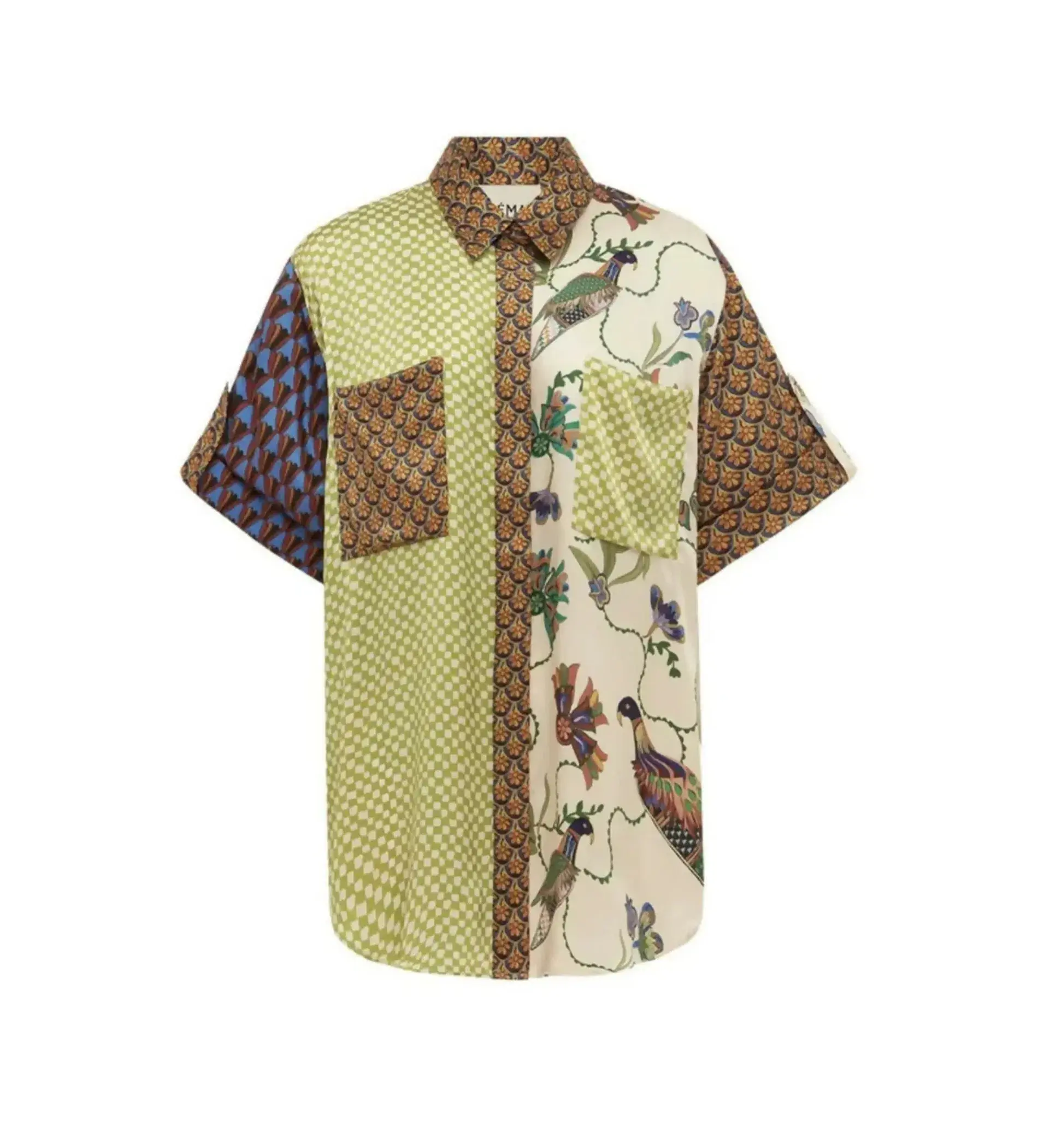 Alemais Birdie Spliced Silk Shirt and Pants Set Multi Print Size 14 - Image 7