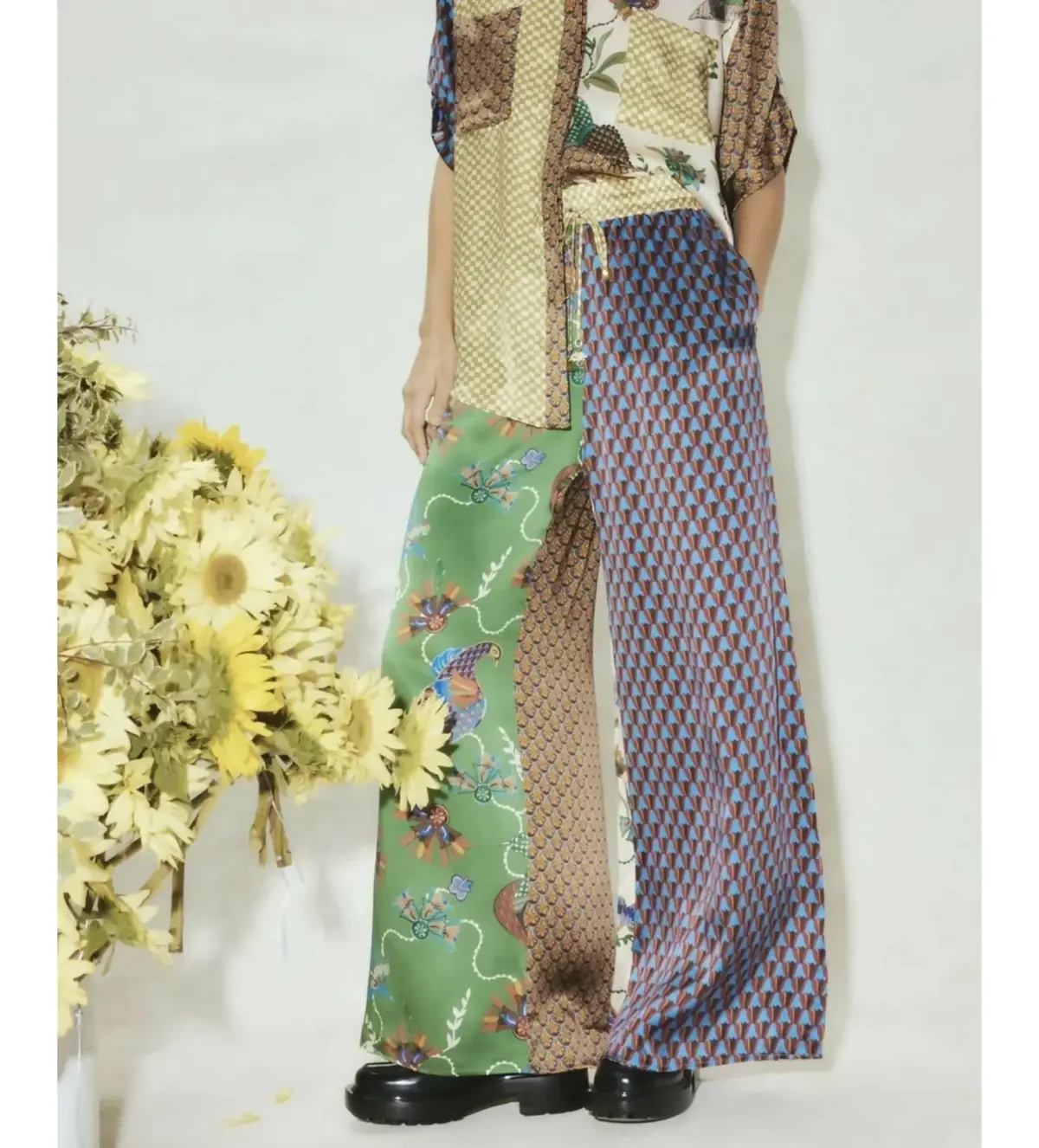 Alemais Birdie Spliced Silk Shirt and Pants Set Multi Print Size 14 - Image 6