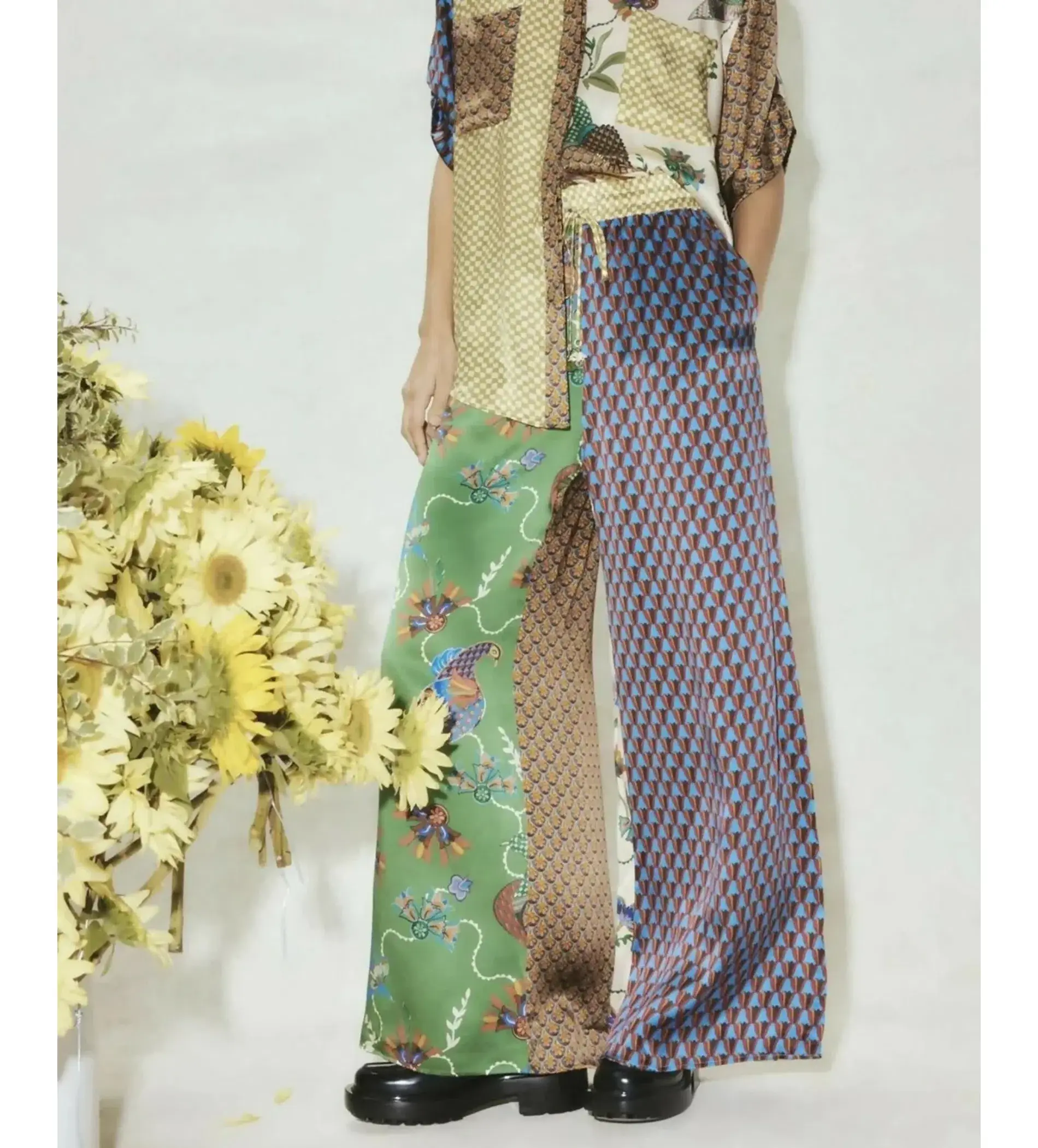 Alemais Birdie Spliced Silk Shirt and Pants Set Multi Print Size 14 - Image 6