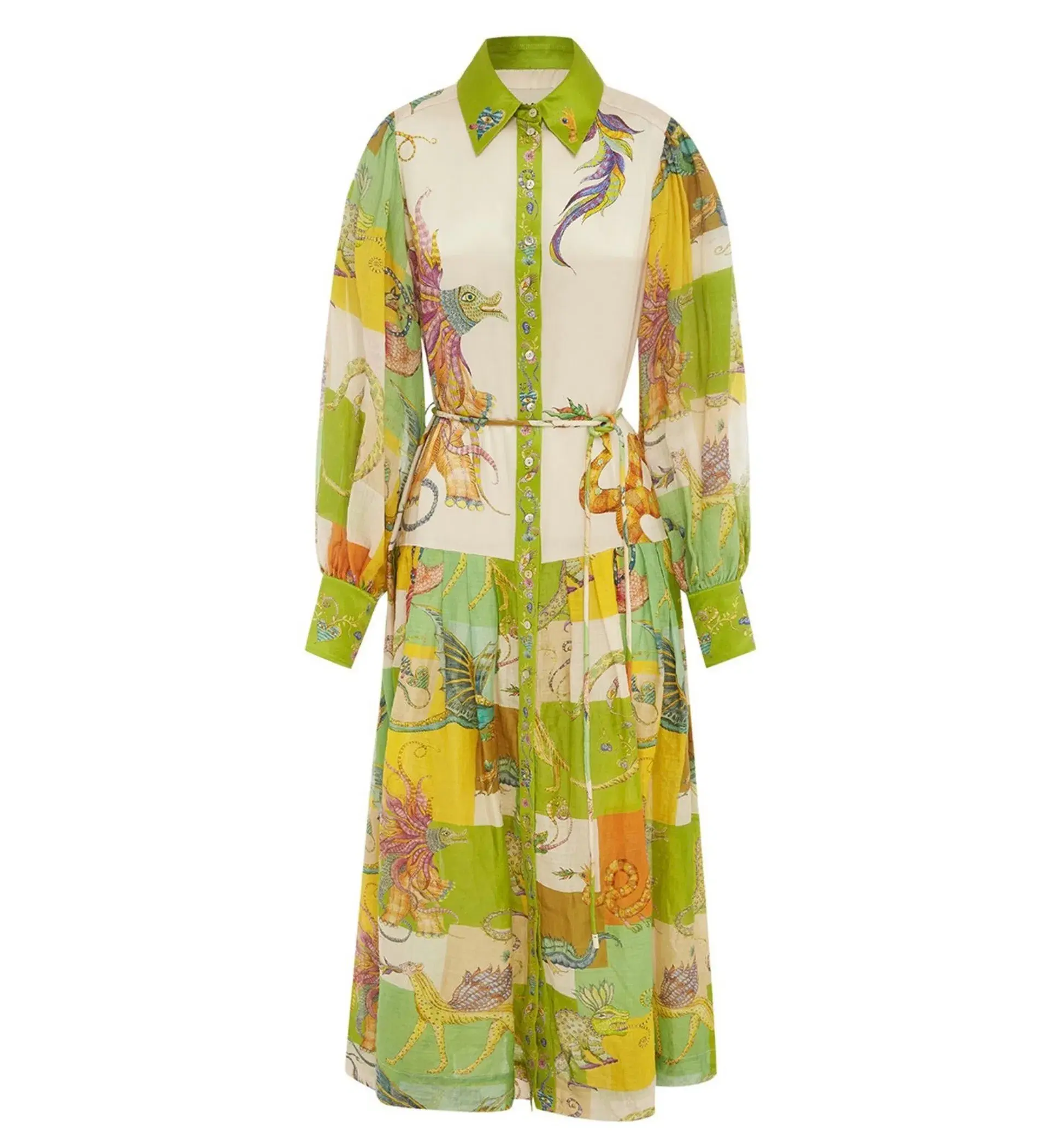 Alemais Jerome Silk Midi Dress Multi/Print Size 14  - Image 2