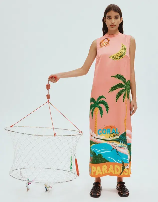 Alemais Paradiso Silk Midi Dress in Print Size 14 - Image 1