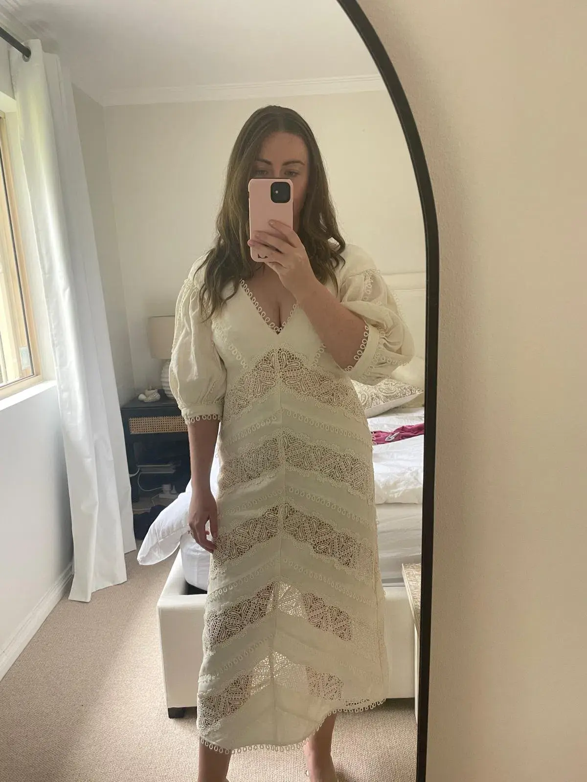 Zimmermann Painted Heart Chevron Midi Dress in White Size 2 / AU 12  - Image 6