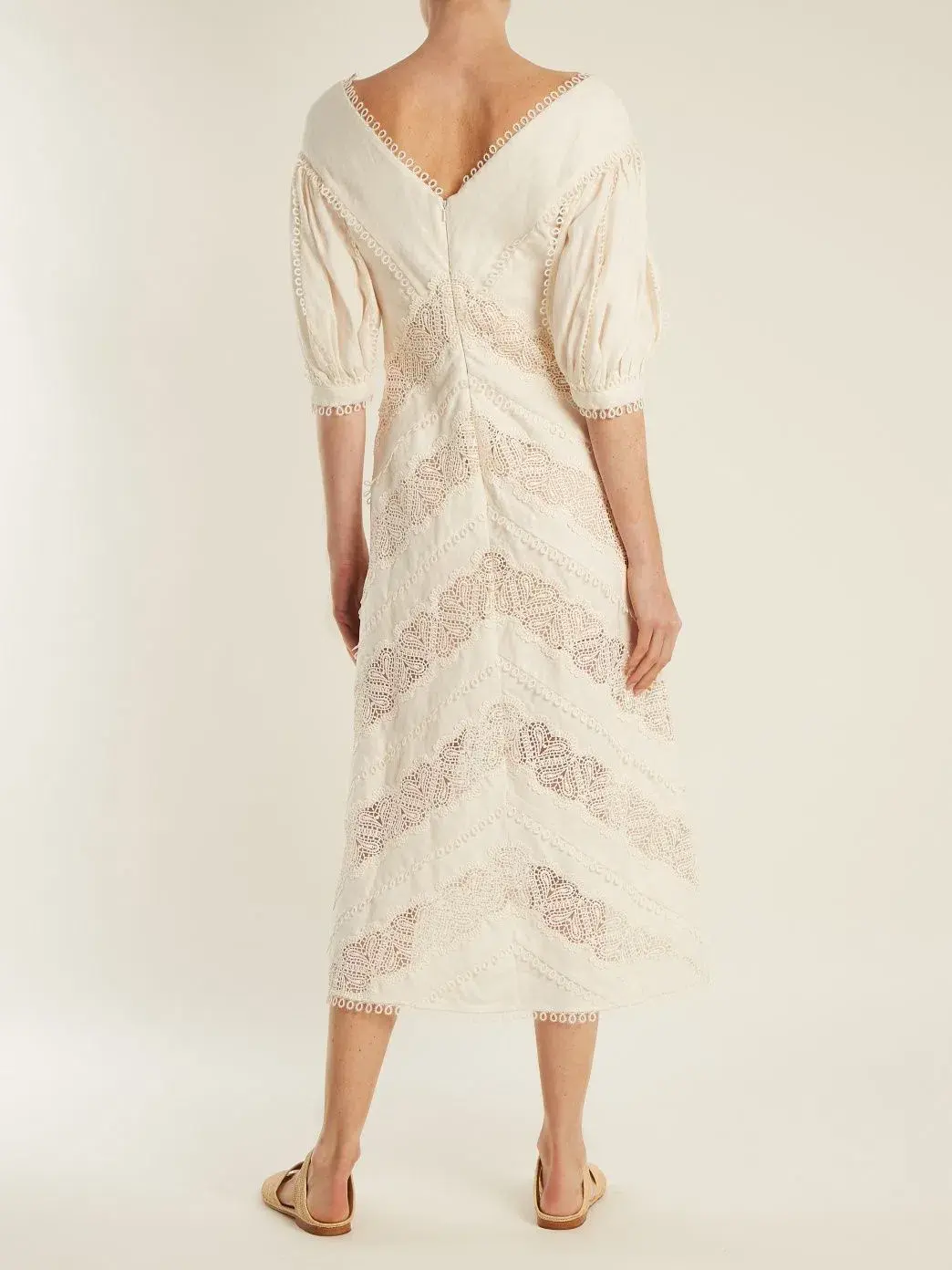 Zimmermann Painted Heart Chevron Midi Dress in White Size 2 / AU 12  - Image 1