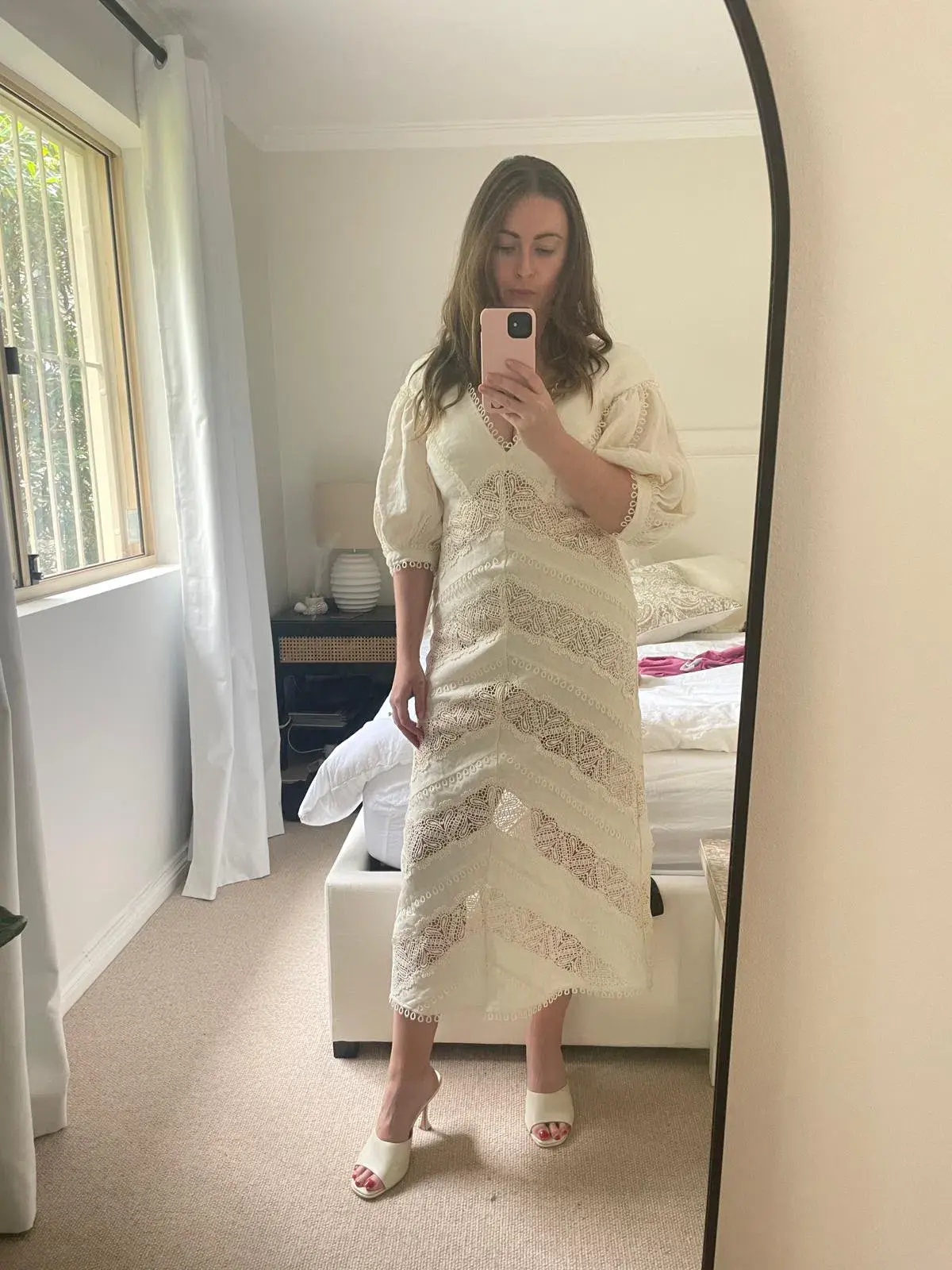 Zimmermann Painted Heart Chevron Midi Dress in White Size 2 / AU 12  - Image 5