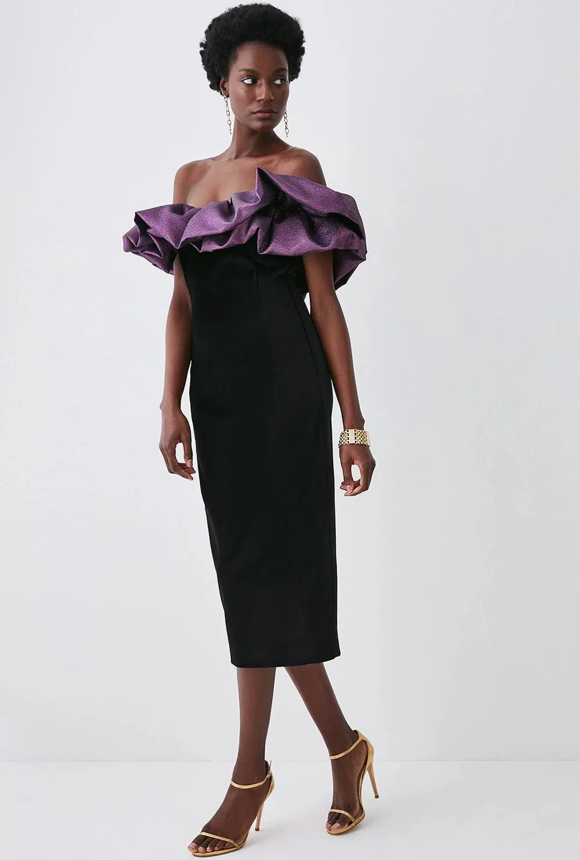 Karen Millen Jacquard Dress Black Size 10 - Image 1