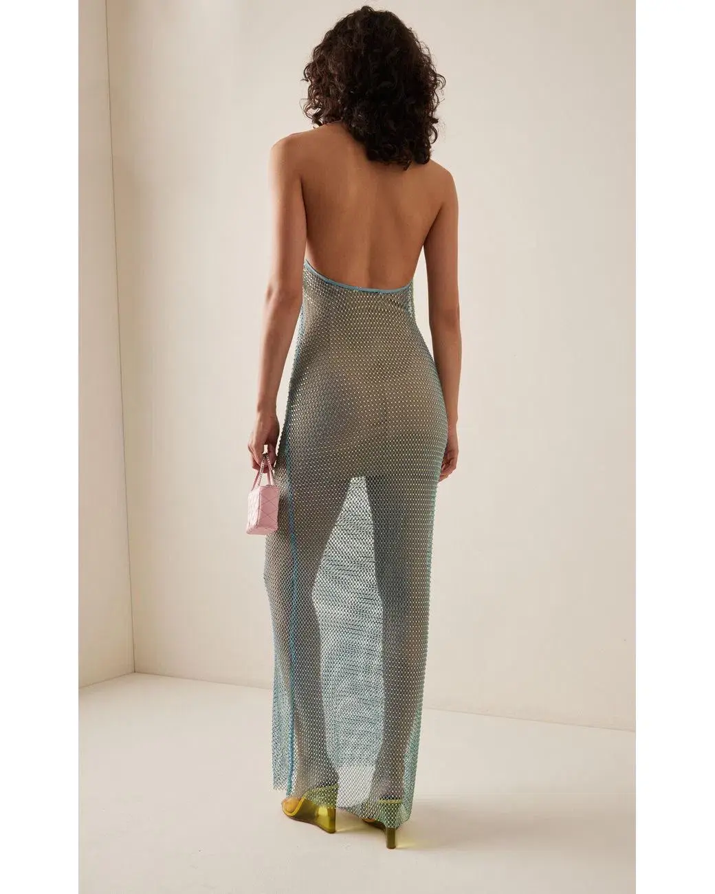 Self Portrait Crystal-Embellished Fishnet Maxi Dress AU8 for rent on The Volte - main image
