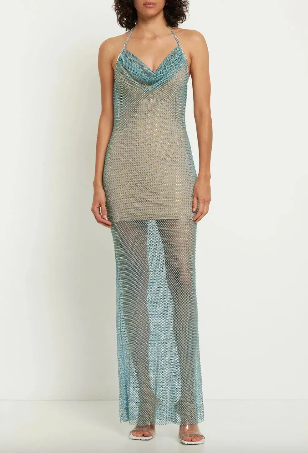 Self Portrait Crystal-Embellished Fishnet Maxi Dress AU8 for rent on The Volte - main image