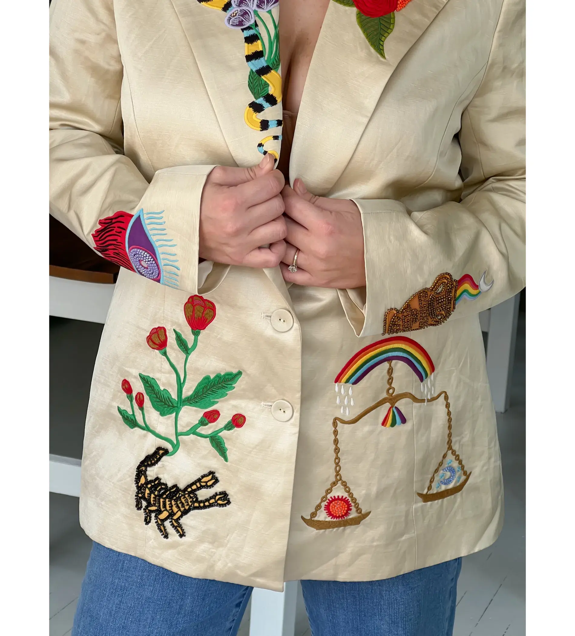 Alemais Zelda Embroidered Blazer Print Size 16  - Image 5