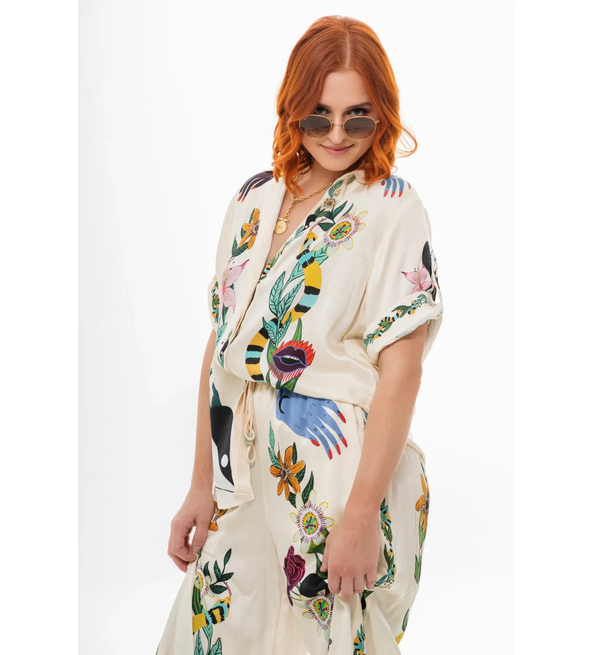 Alemais Meagan Silk Shirt and Pant Set Print Size 16  - Image 3