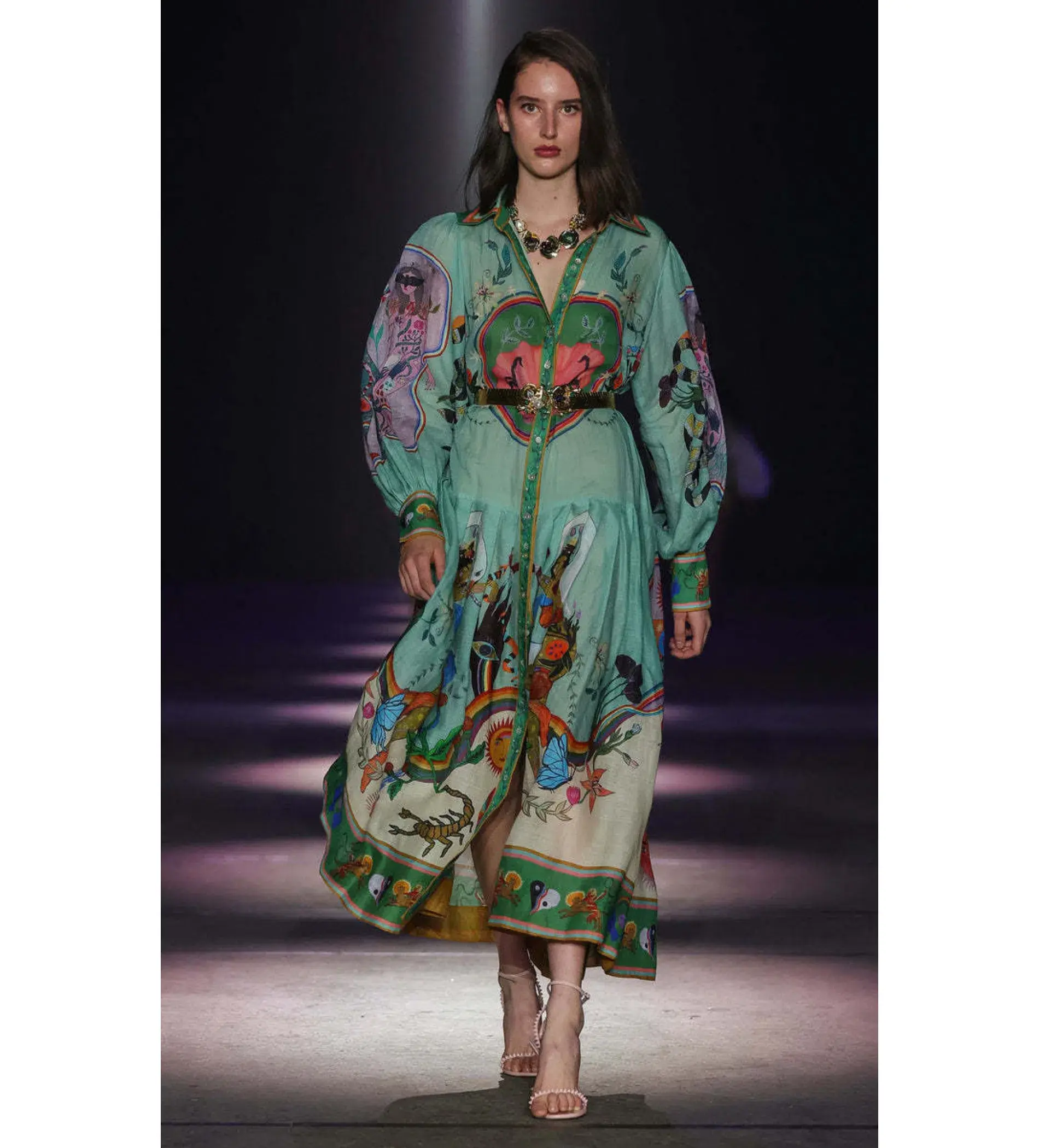 Alemais Evergreen Shirtdress Print Size 16 - Image 6