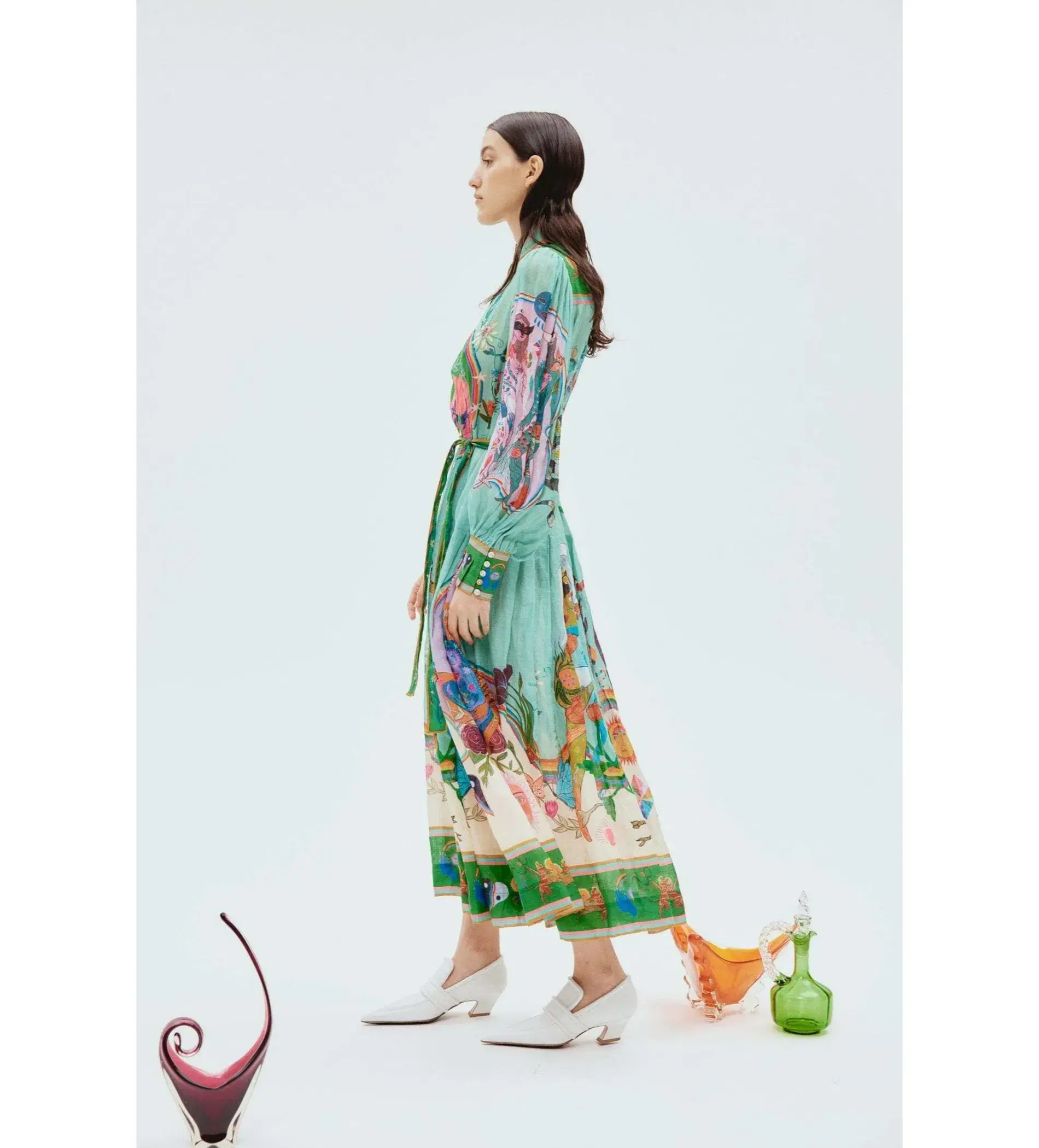 Alemais Evergreen Shirtdress Print Size 16 - Image 3