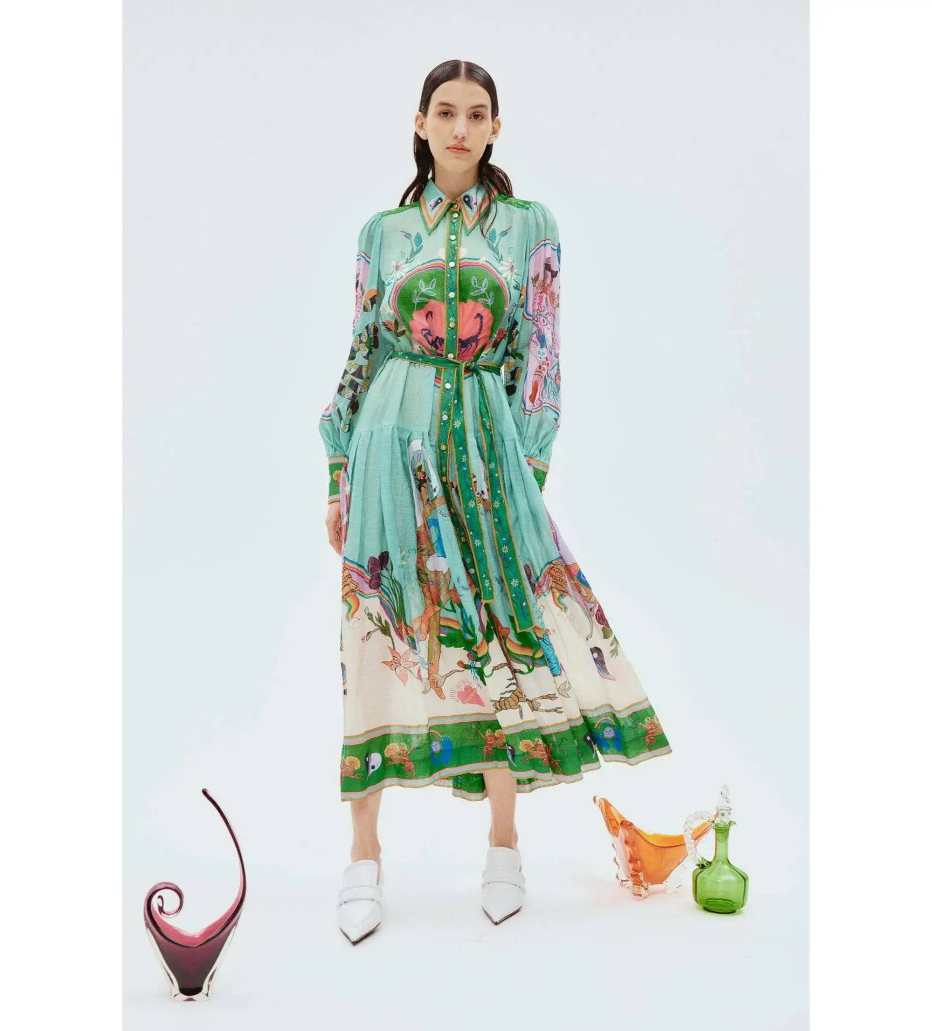 Alemais Evergreen Shirtdress Print Size 16 - Image 1
