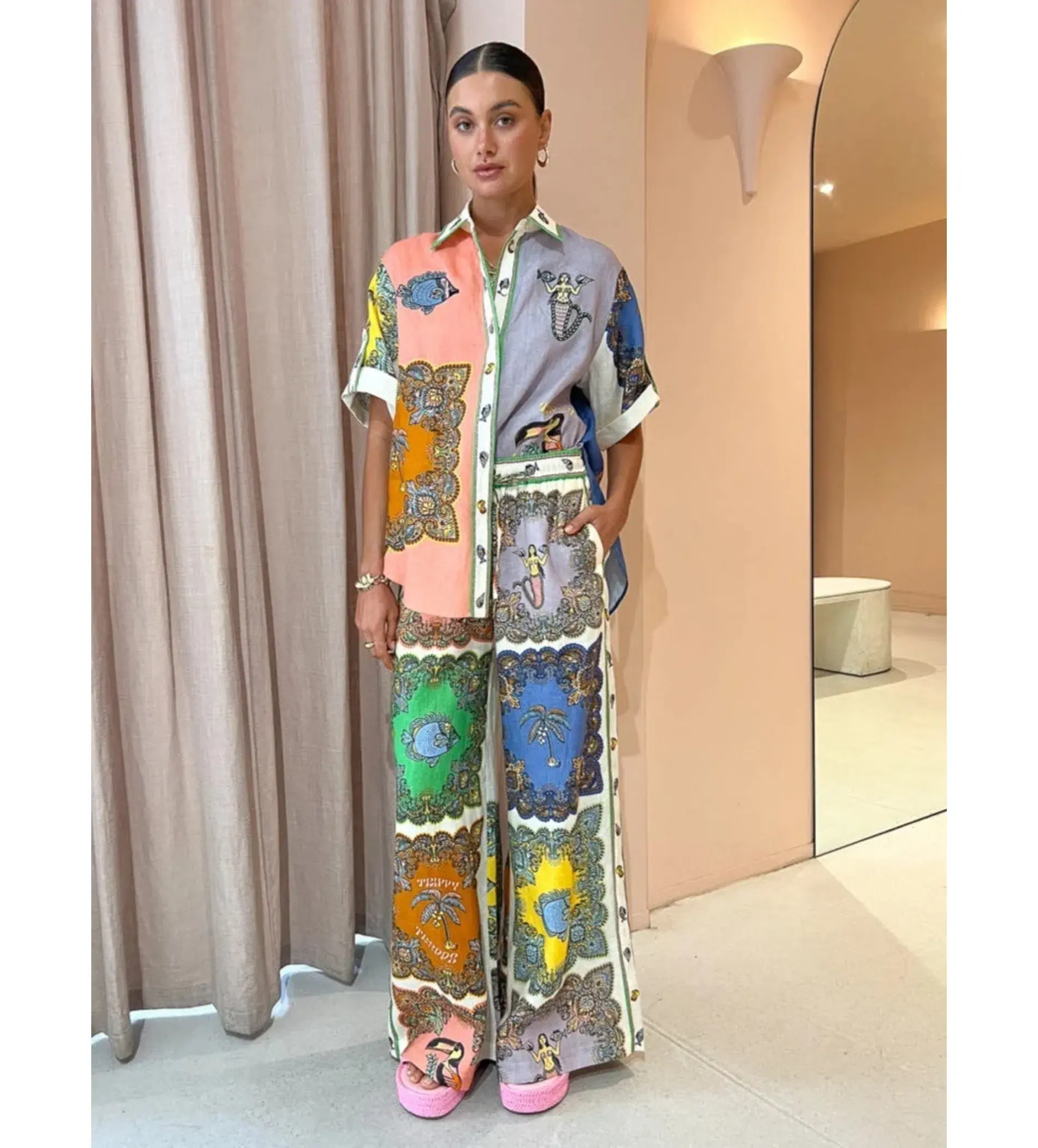 Alemais Troppo Trippy Shirt Size 12 and Pant Set Multi Size 14 - Image 1