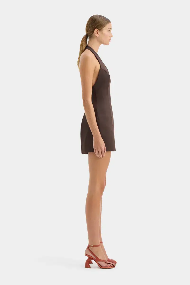Sir the Label Sandrine Halter Mini Dress Chocolate Brown Size 0 / AU 6 - Image 4