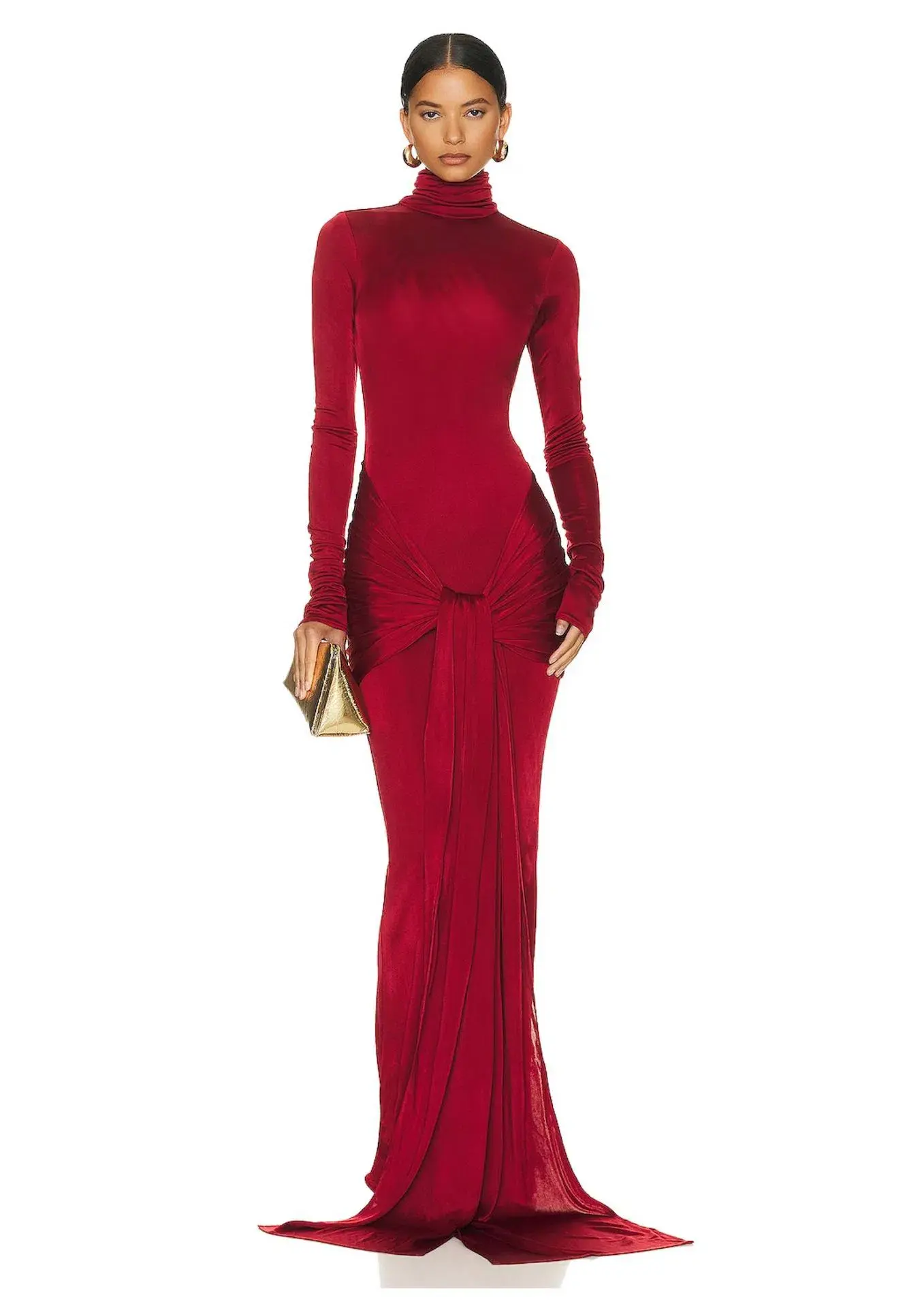 Helsa Slinky Jersey Sarong Maxi Dress Samba Red Size 6 - Image 1
