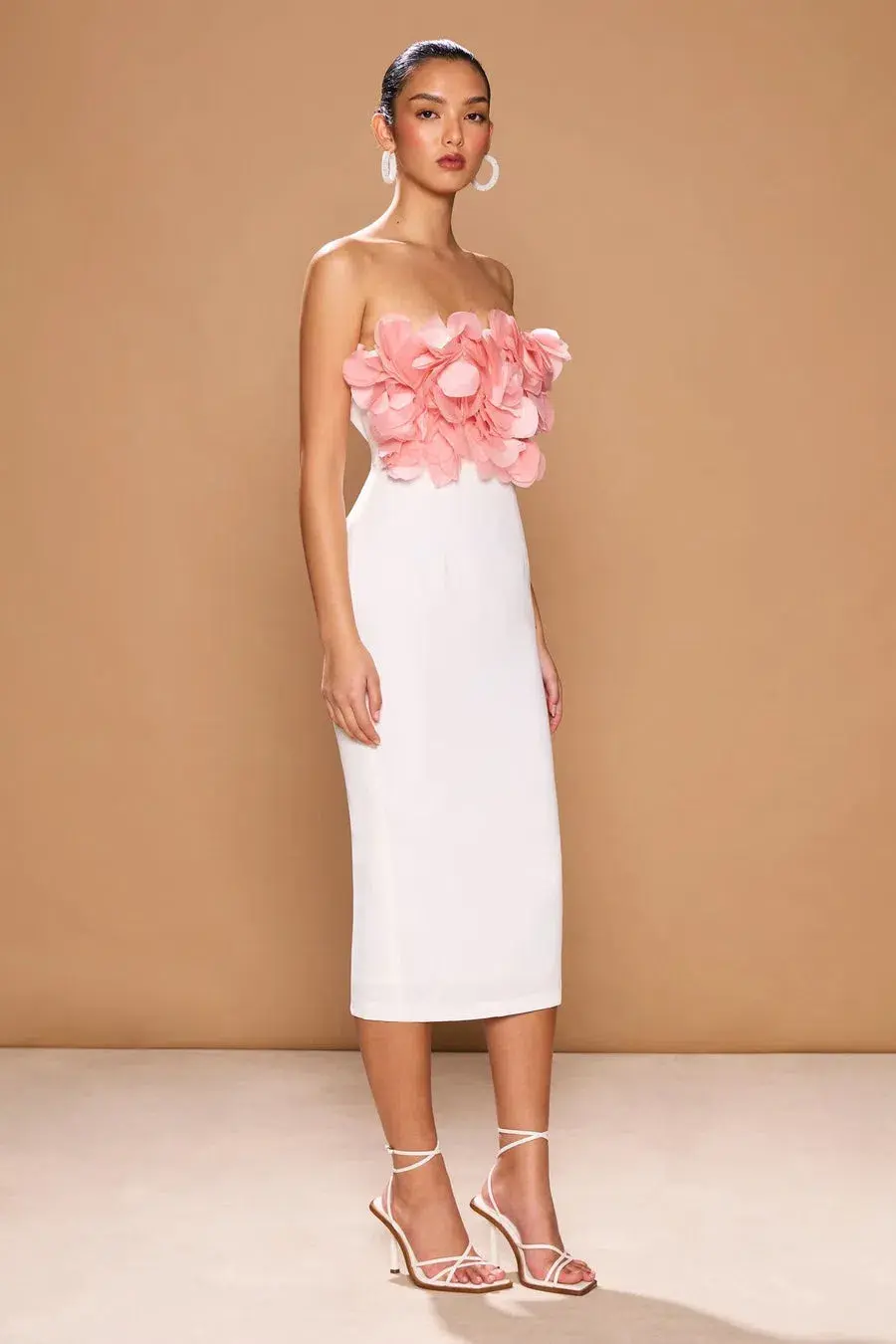 Sonya Moda Flower Petal Midi Dress Rosa/White Peluche Size 10 - Image 2