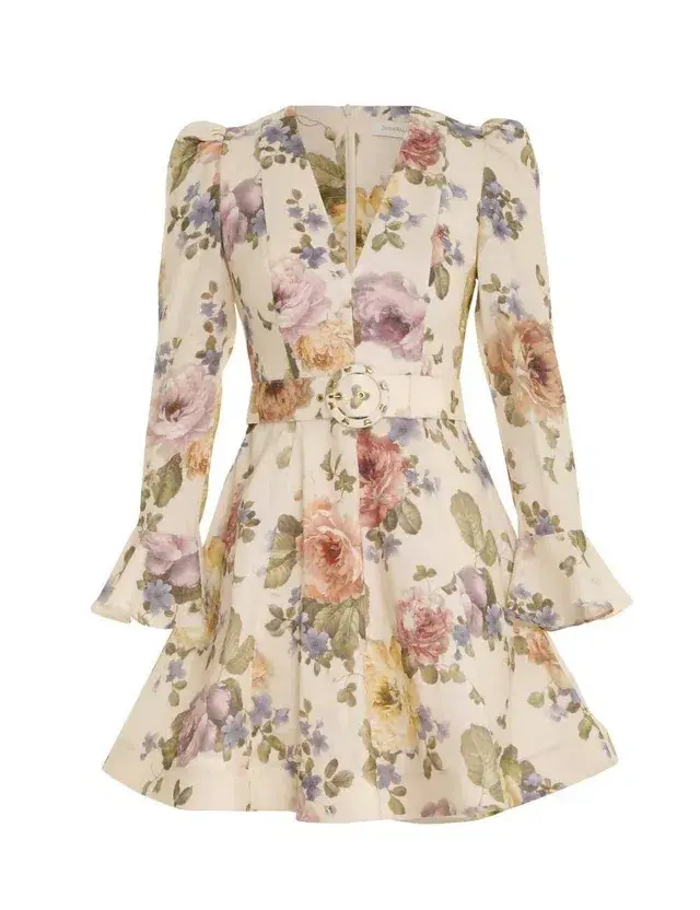 Zimmermann Luminosity Mini Dress Multi Floral Cream Size 1 / AU 10 - Image 3