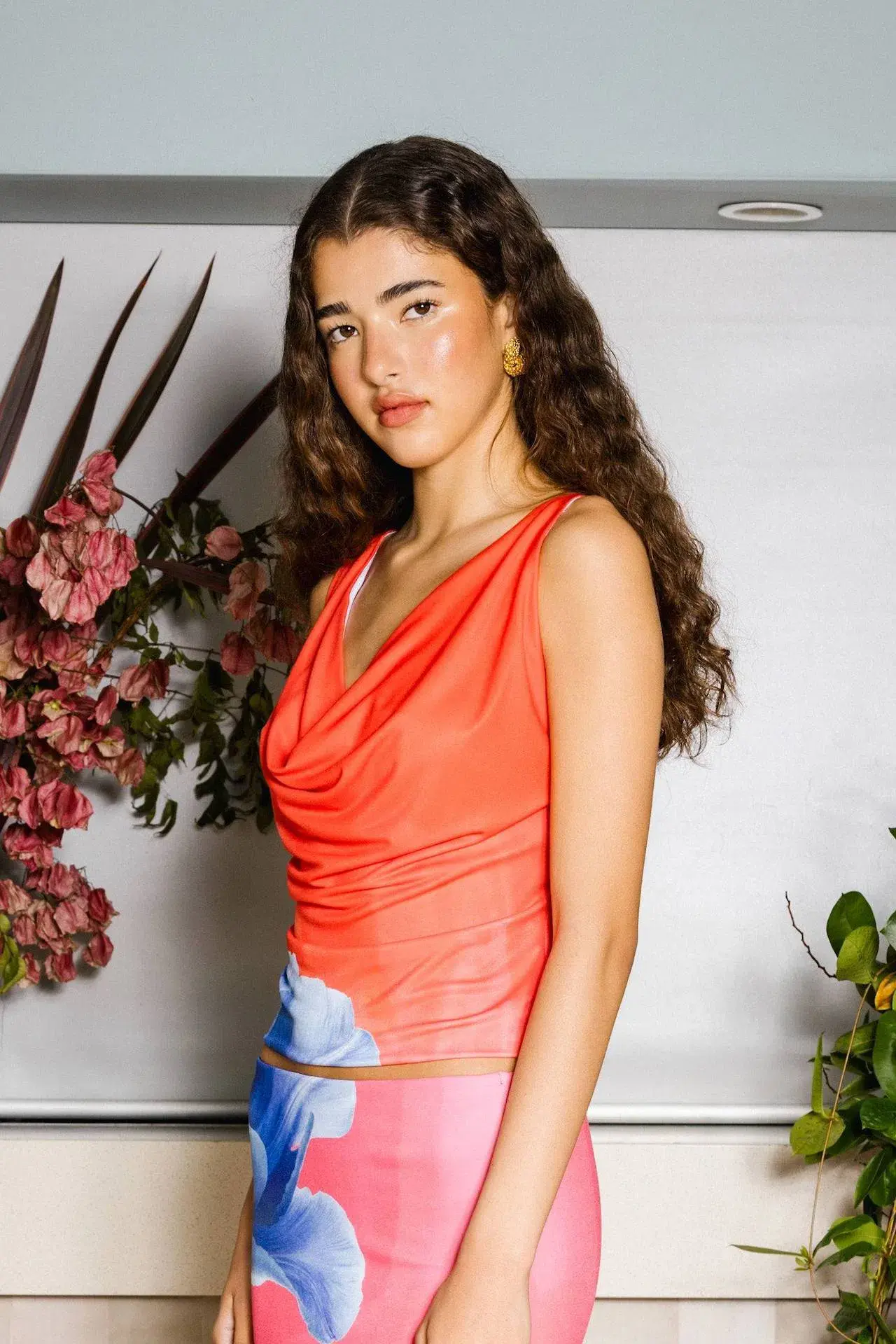 With Harper Lu Cowl Tank & Maxi Skirt Set in Contrast Poppy Size S / AU 8 - Image 2