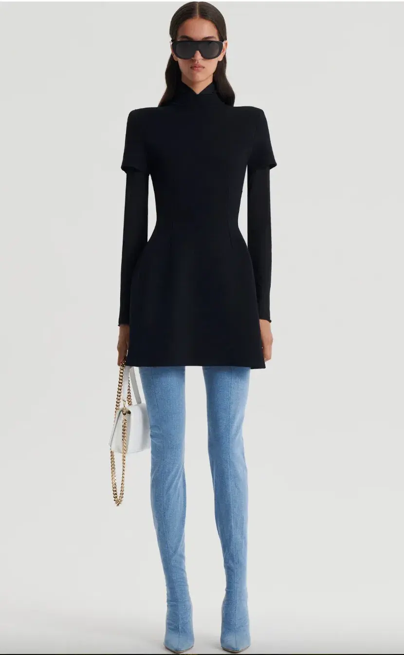 Scanlan Theodore Crepe Knit Peplum Dress AU 8 - Image 1