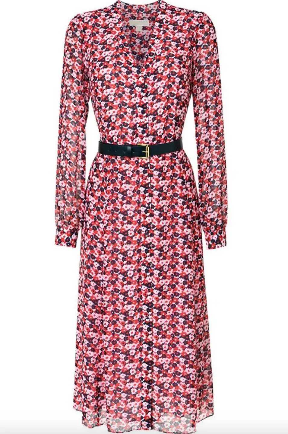 Michael Kors Red Floral Print Midi Shirt Dress AU 4  - Image 2