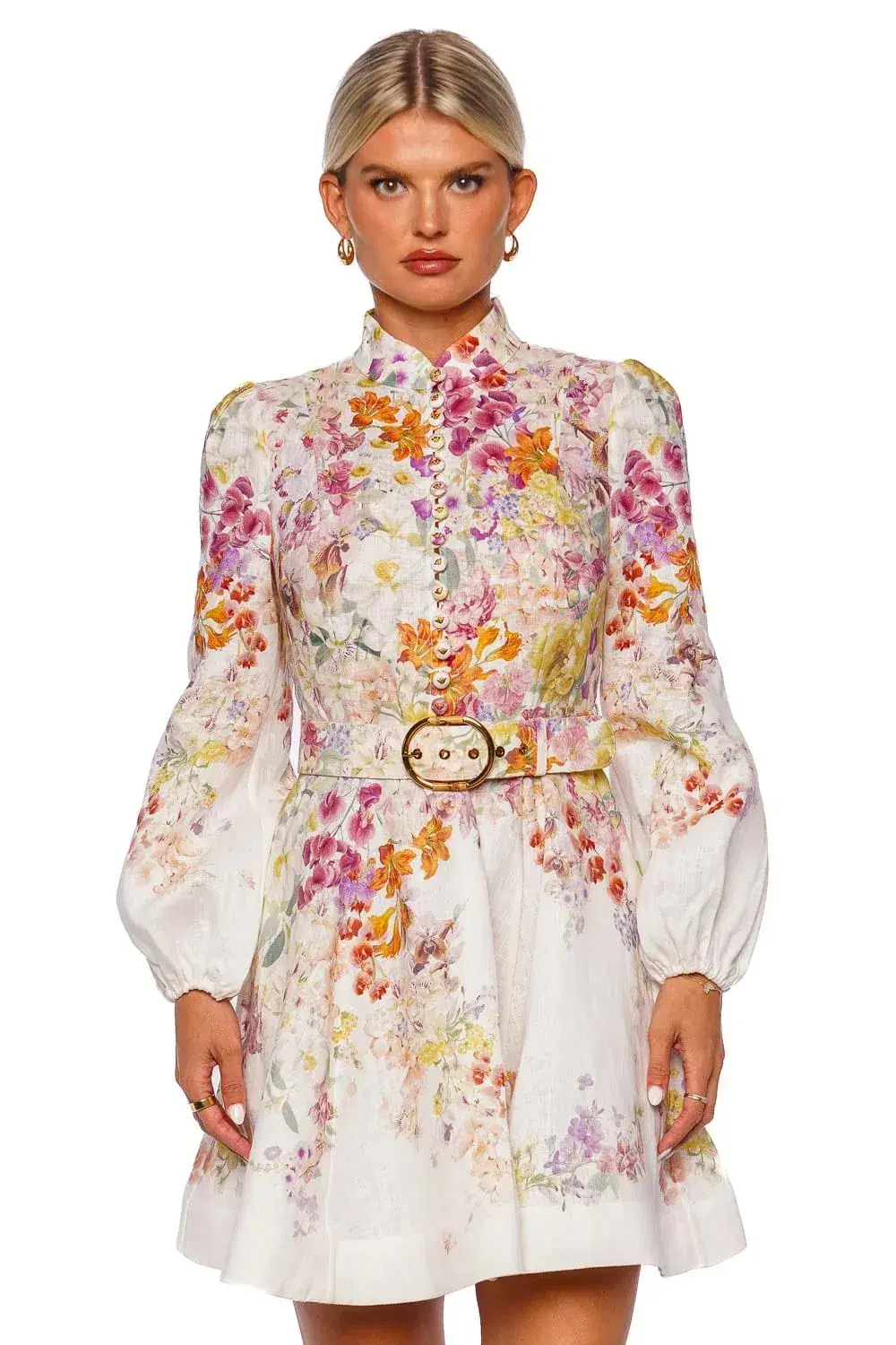 Zimmermann Natura Buttoned Floral Mini Dress Size 2 / AU 12 - Image 1