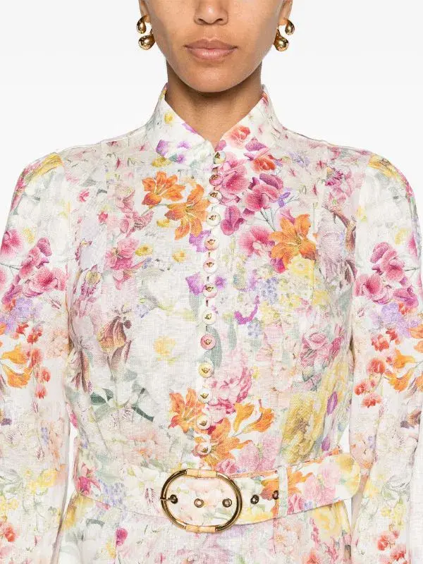 Zimmermann Natura Buttoned Floral Mini Dress Size 2 / AU 12 - Image 2