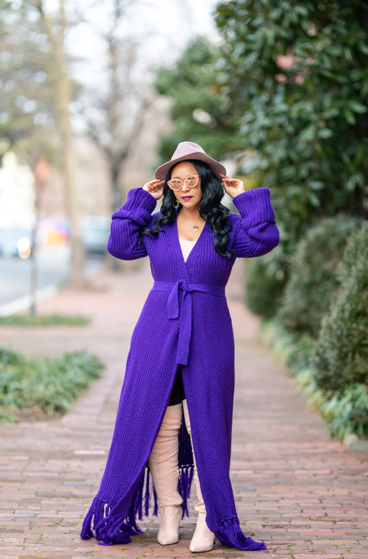 Hanifa Miya Knit Cardigan Dress Purple Size S-M/AU 10 - Image 1