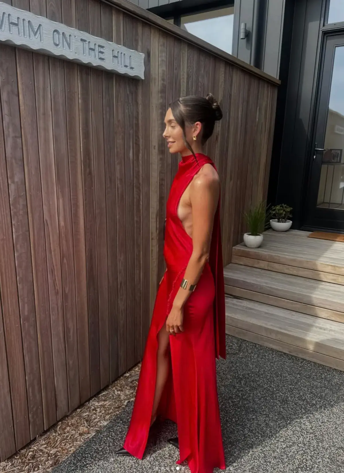 Sau Lee Penelope Backless Satin Gown Red Size 6 - Image 4