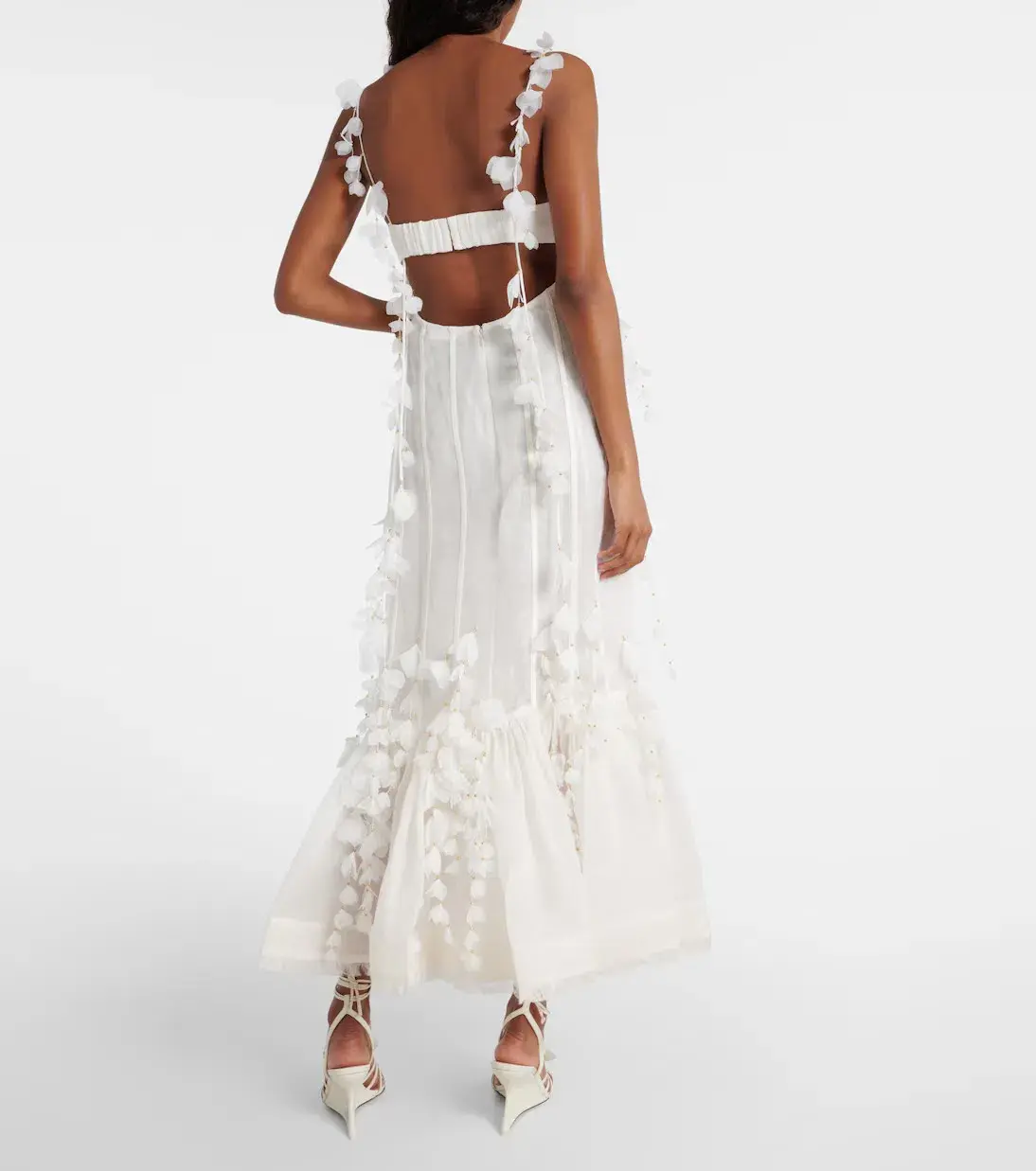 Zimmermann Botanica Petal Gown Dress In White Size 0/AU 6 - Image 3