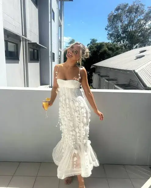 Zimmermann Botanica Petal Gown Dress In White Size 0/AU 6 - Image 2