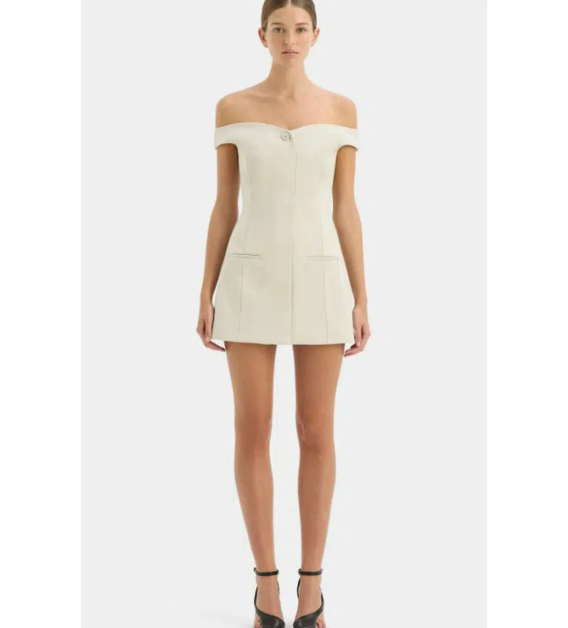 Sir Sandrine Off Shoulder Mini Dress in Ecru Size 2 / Au 10 - Image 1
