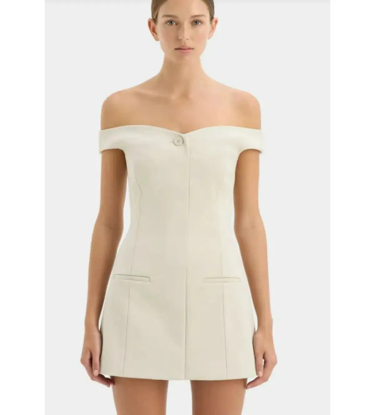 Sir Sandrine Off Shoulder Mini Dress in Ecru Size 2 / Au 10 - Image 3