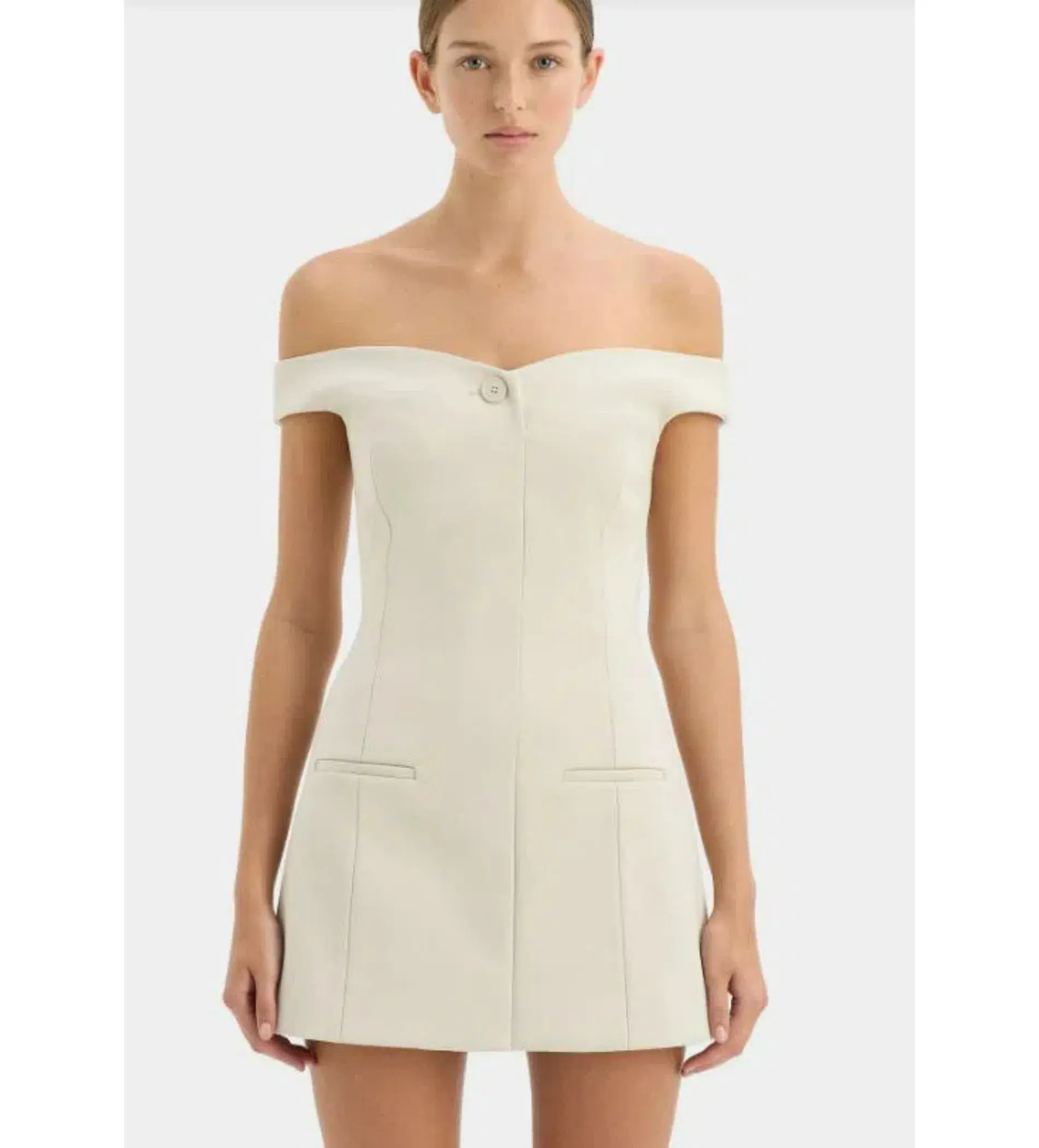Sir Sandrine Off Shoulder Mini Dress in Ecru Size 2 / Au 10 - Image 3