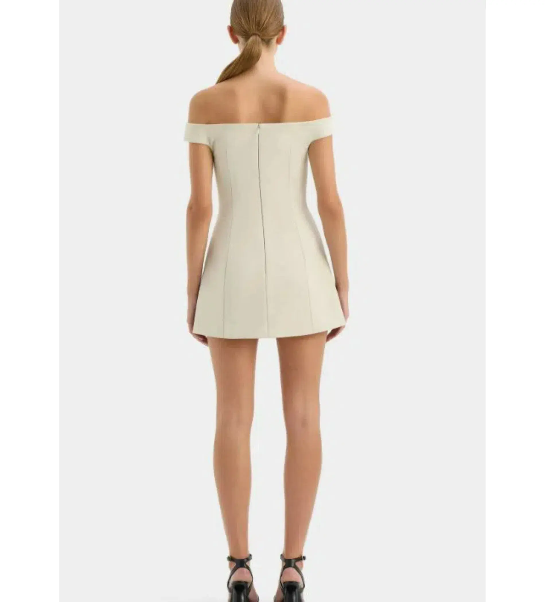 Sir Sandrine Off Shoulder Mini Dress in Ecru Size 2 / Au 10 - Image 4