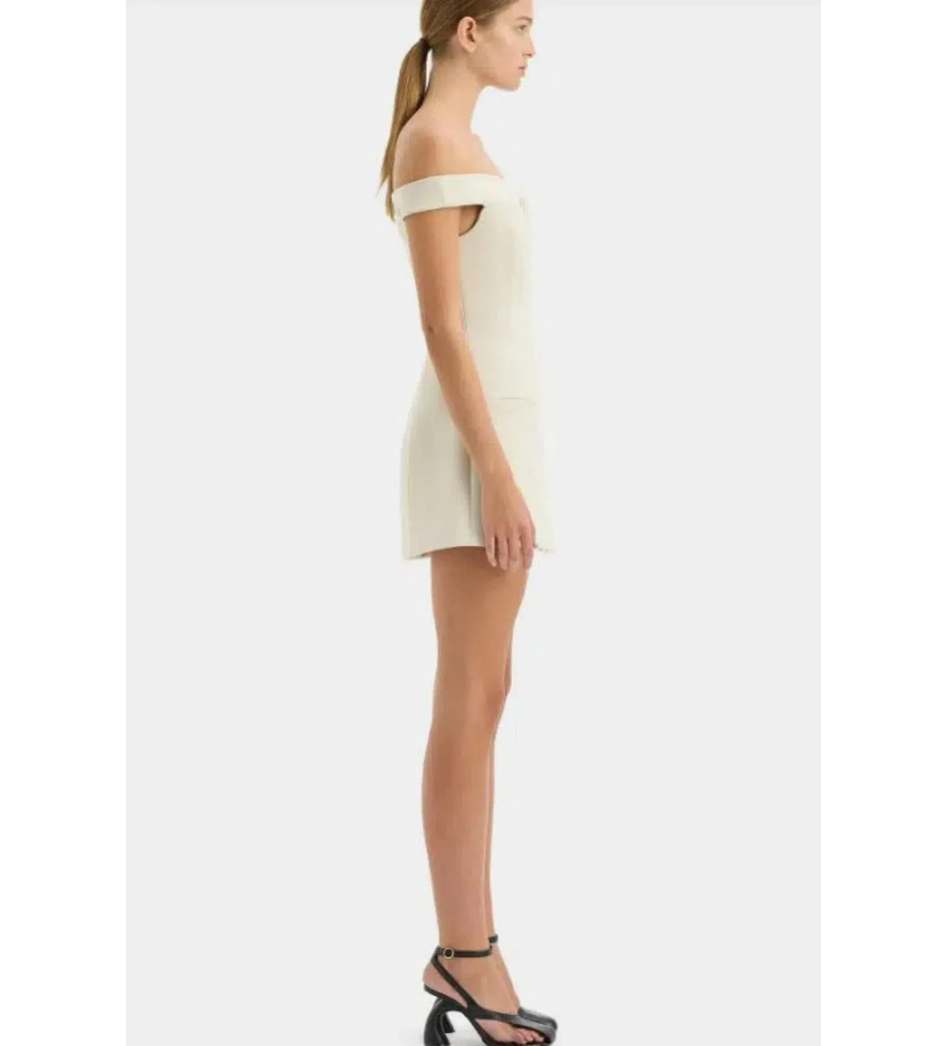 Sir Sandrine Off Shoulder Mini Dress in Ecru Size 2 / Au 10 - Image 2