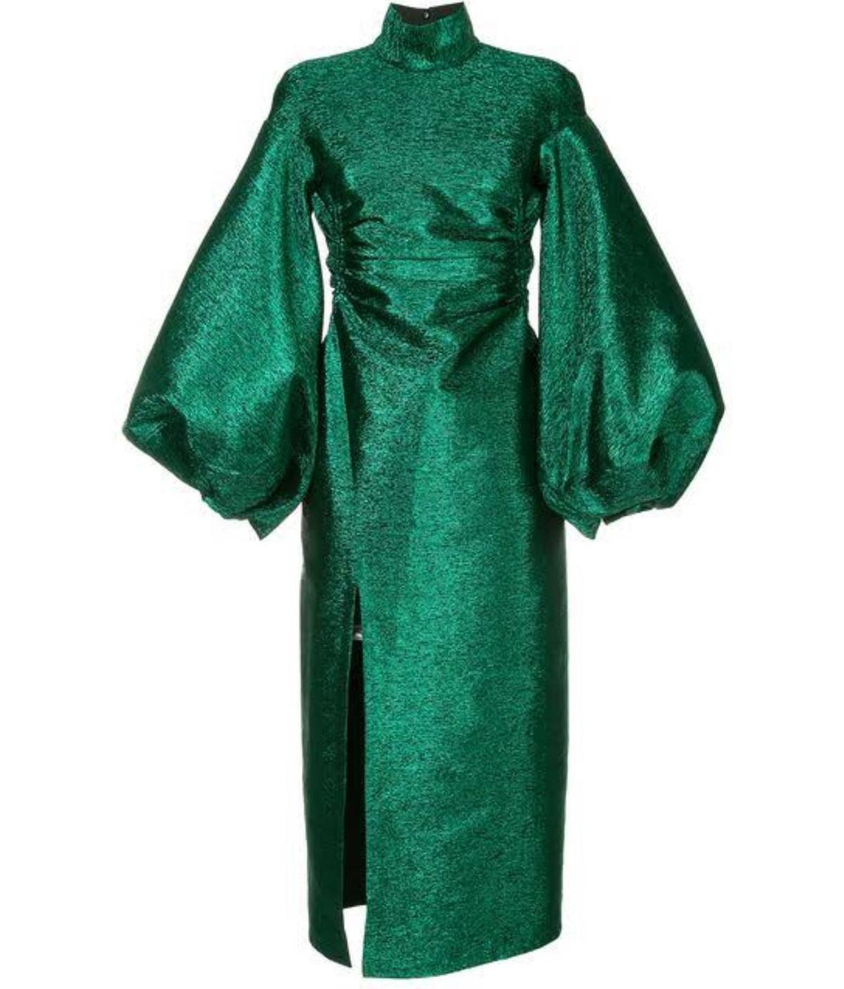 Camilla & Marc ‘Gesa’ Metallic Dress Emerald Green Size 10 - Image 4