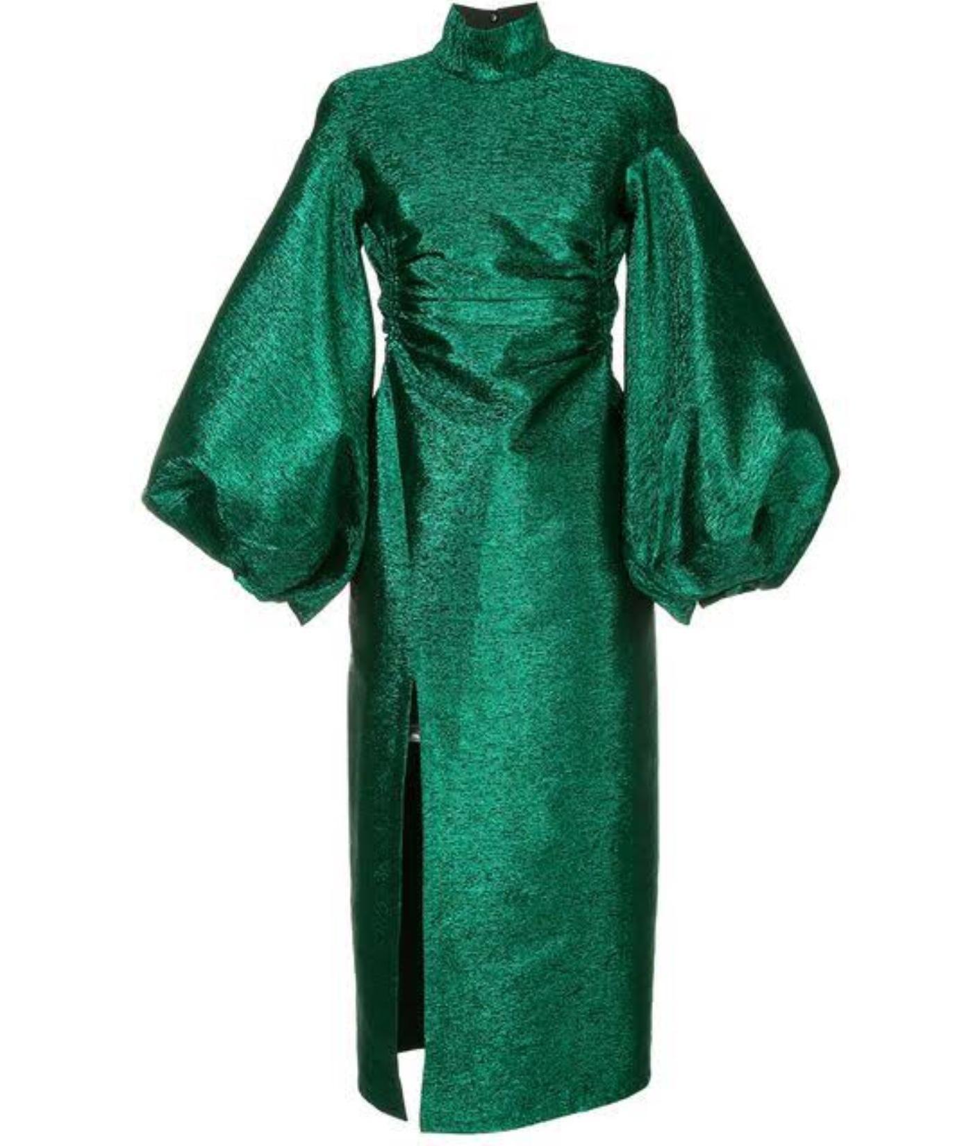 Camilla & Marc ‘Gesa’ Metallic Dress Emerald Green Size 10 - Image 4
