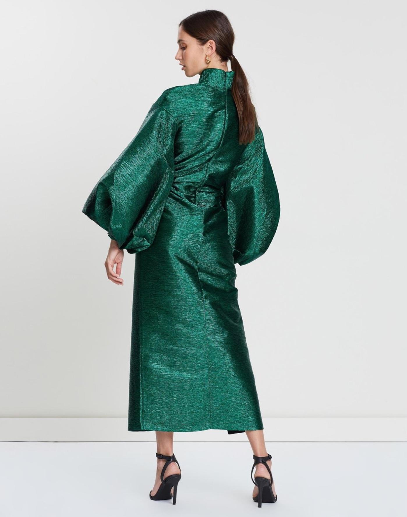 Camilla & Marc ‘Gesa’ Metallic Dress Emerald Green Size 10 - Image 3
