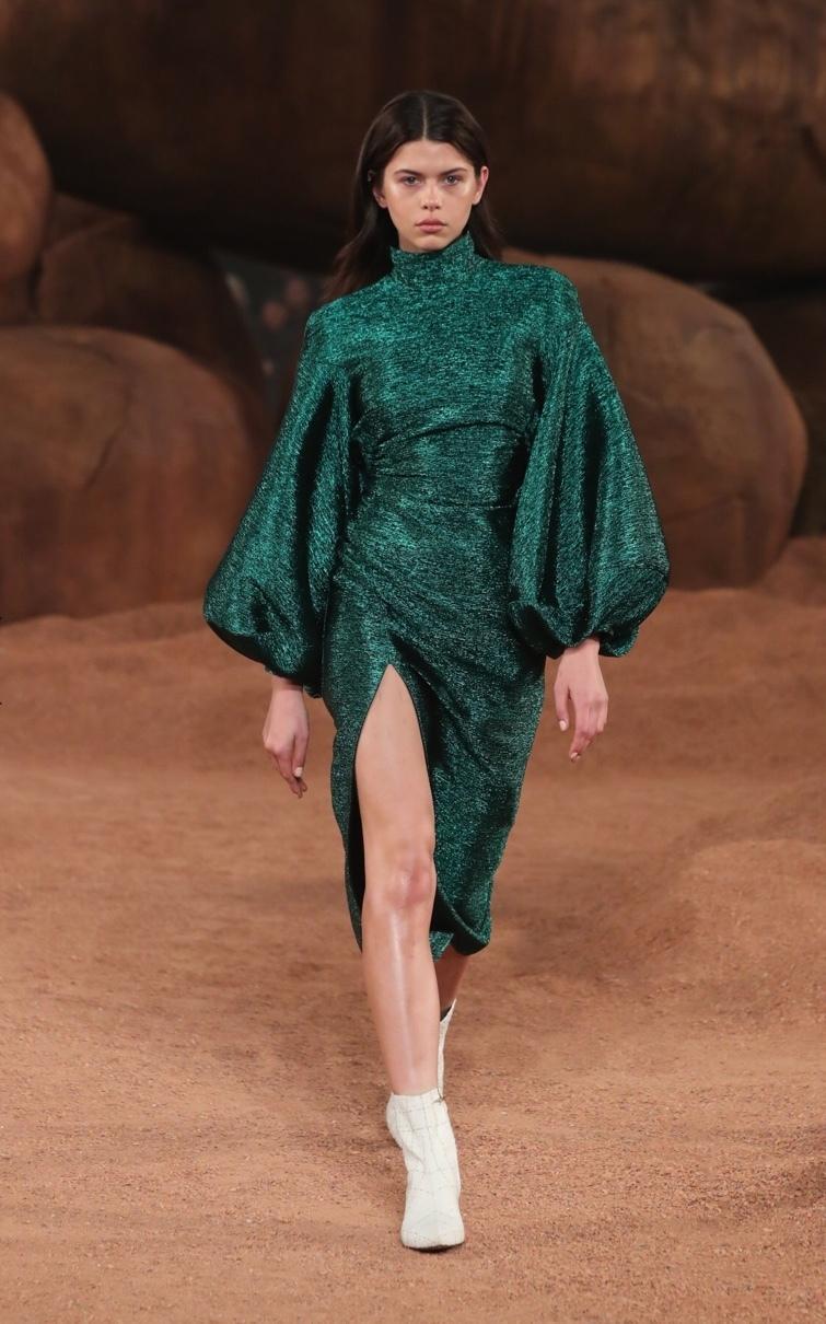Camilla & Marc ‘Gesa’ Metallic Dress Emerald Green Size 10 - Image 5