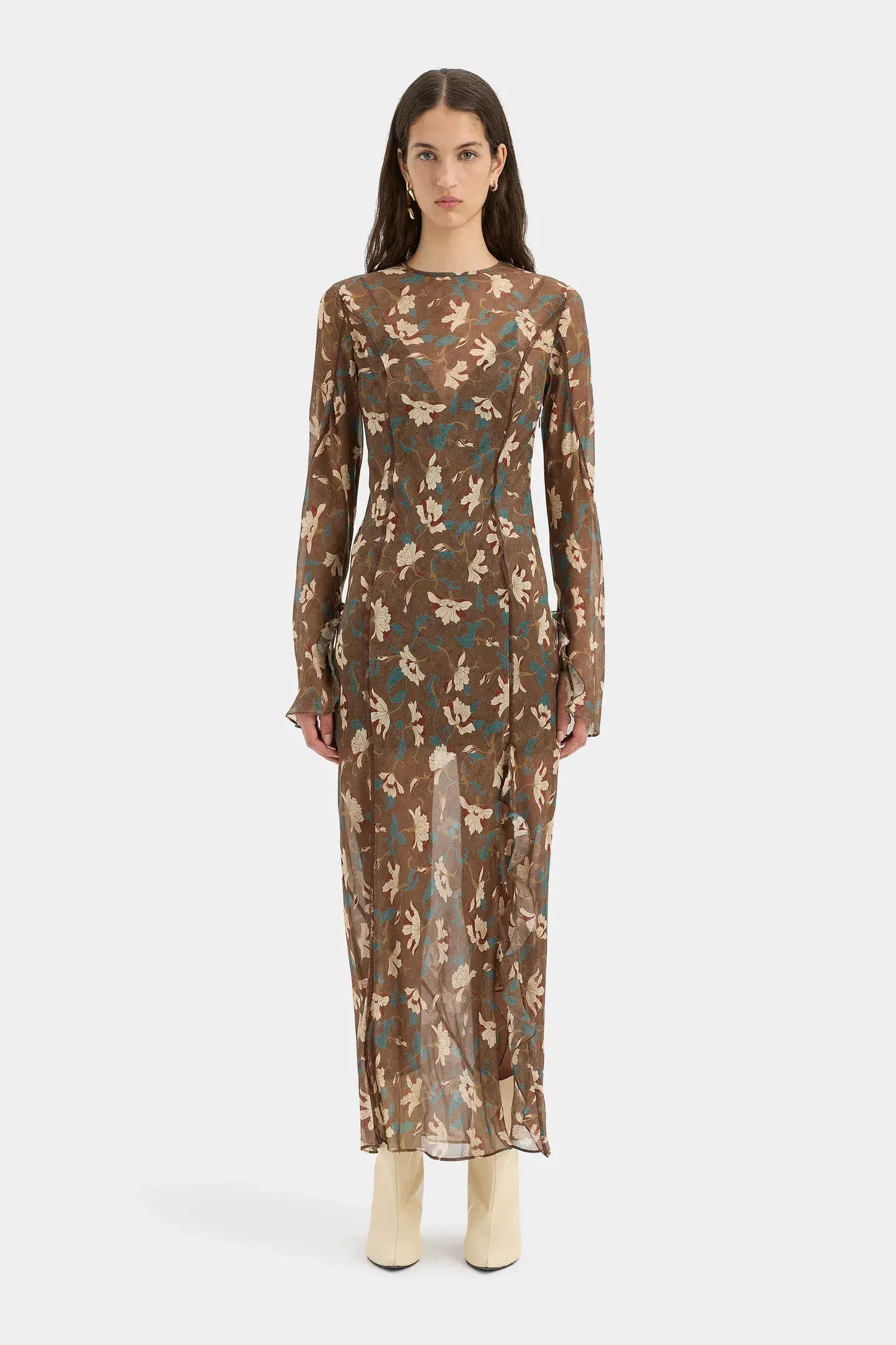 Sir Avellino Cascade Dress in Chocolate Fiore AU12 - Image 1