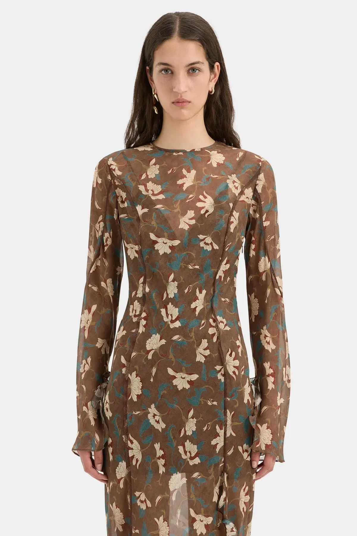 Sir Avellino Cascade Dress in Chocolate Fiore AU12 - Image 2