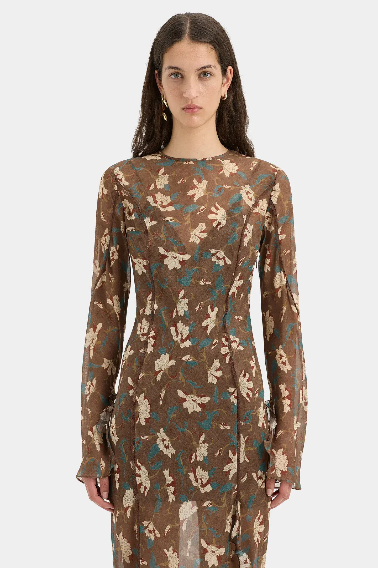 Sir Avellino Cascade Dress in Chocolate Fiore AU12 - Image 2