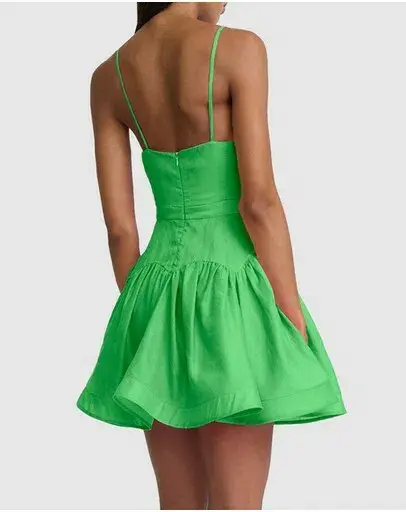 By Johnny Oriana Gathered Mini Dress in Green Size 10  - Image 3