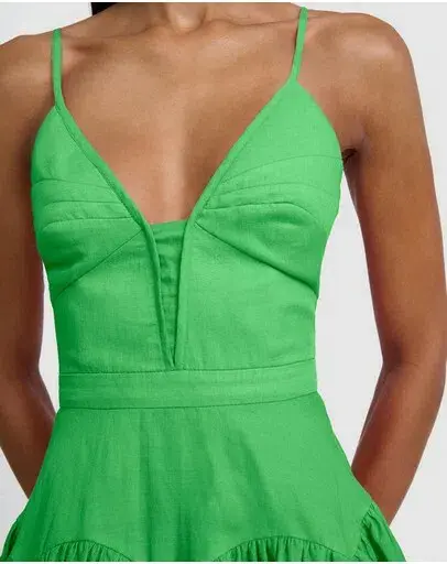 By Johnny Oriana Gathered Mini Dress in Green Size 10  - Image 4