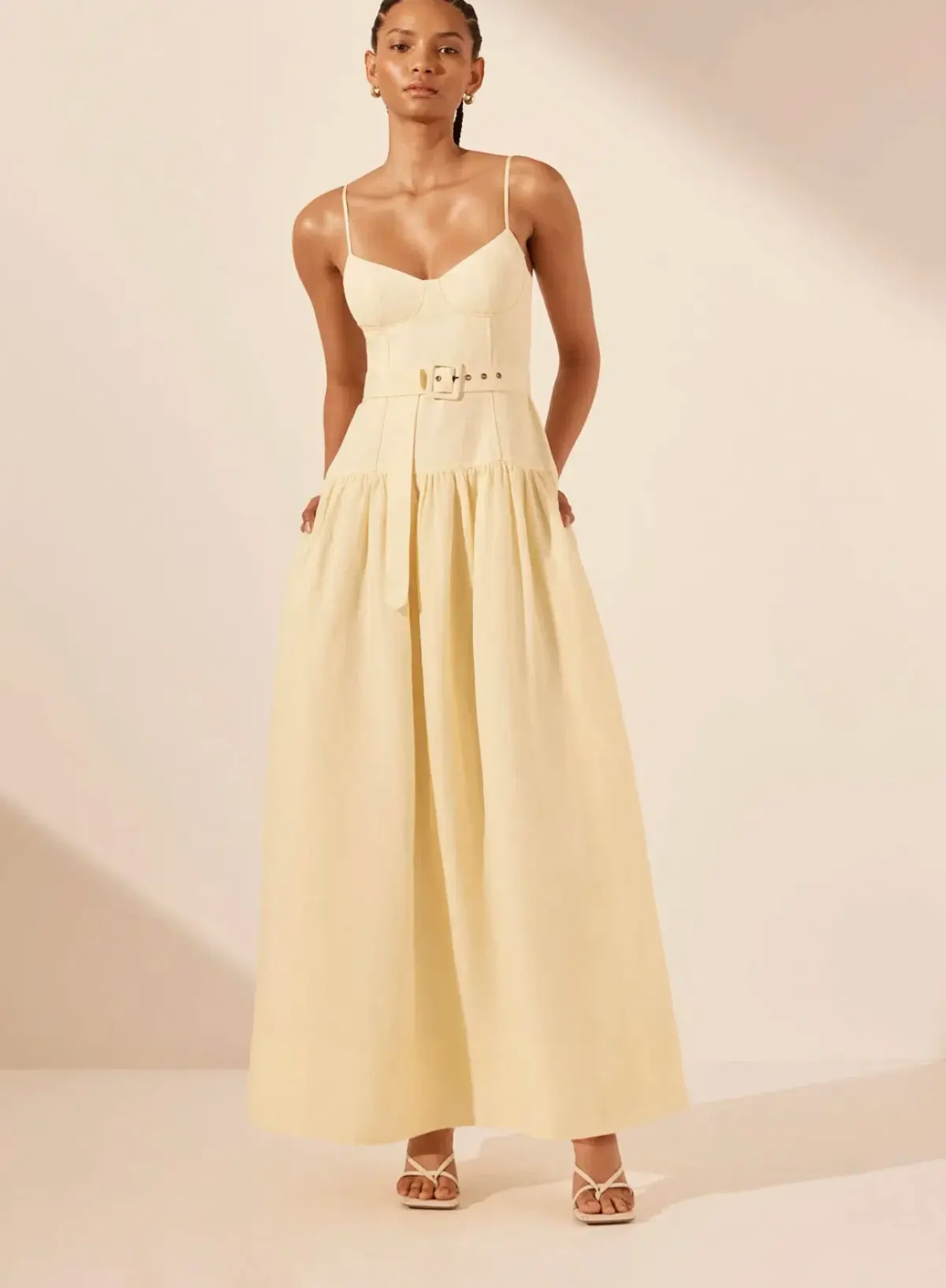 Shona Joy Limon Panelled Bustier Maxi Dress Yellow Size 10 - Image 1
