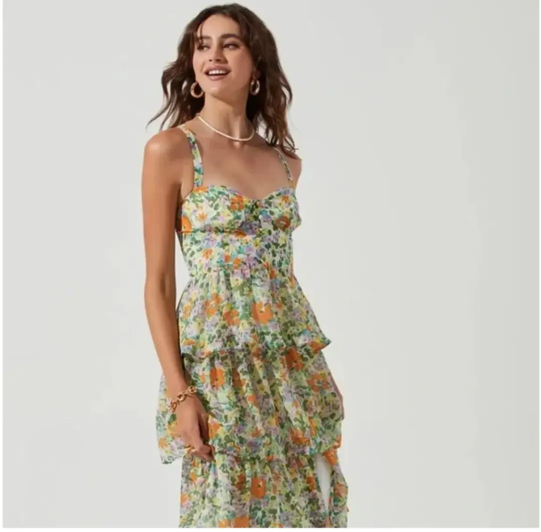 Astr Midsummer Floral Tiered Maxi Dress Size 10 for rent on The Volte - main image