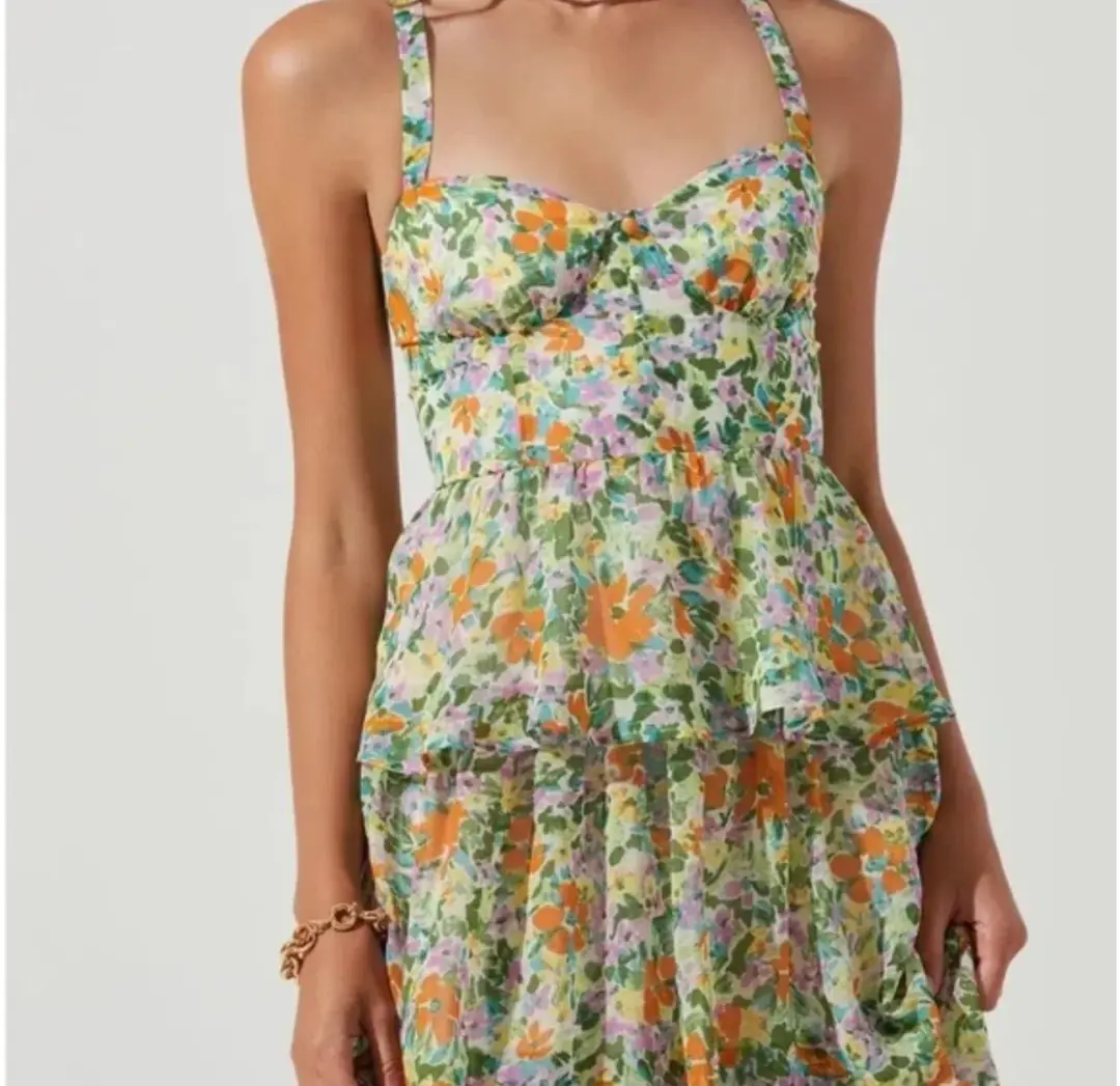 Astr Midsummer Floral Tiered Maxi Dress Size 10 for rent on The Volte - main image